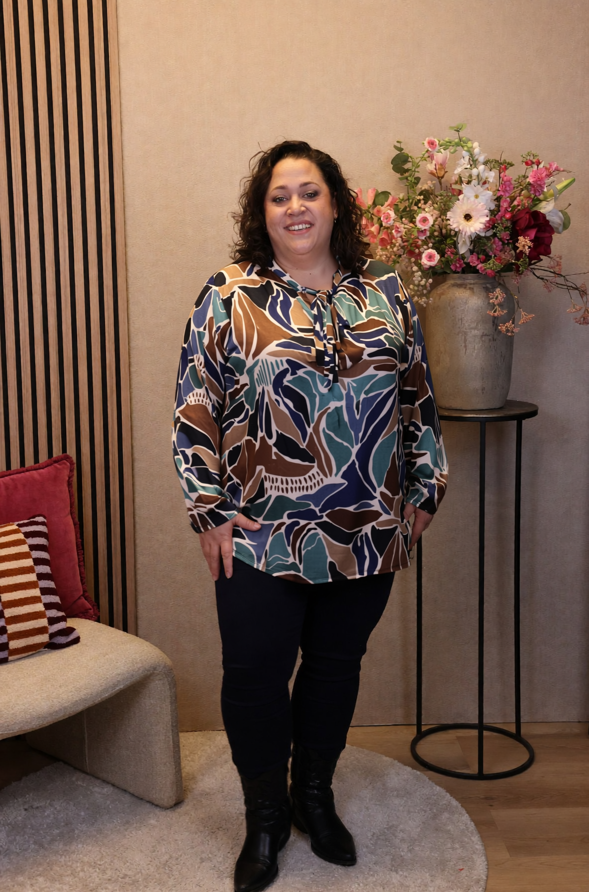 Dora | Bluse schwarz Langarm 52 bis 58