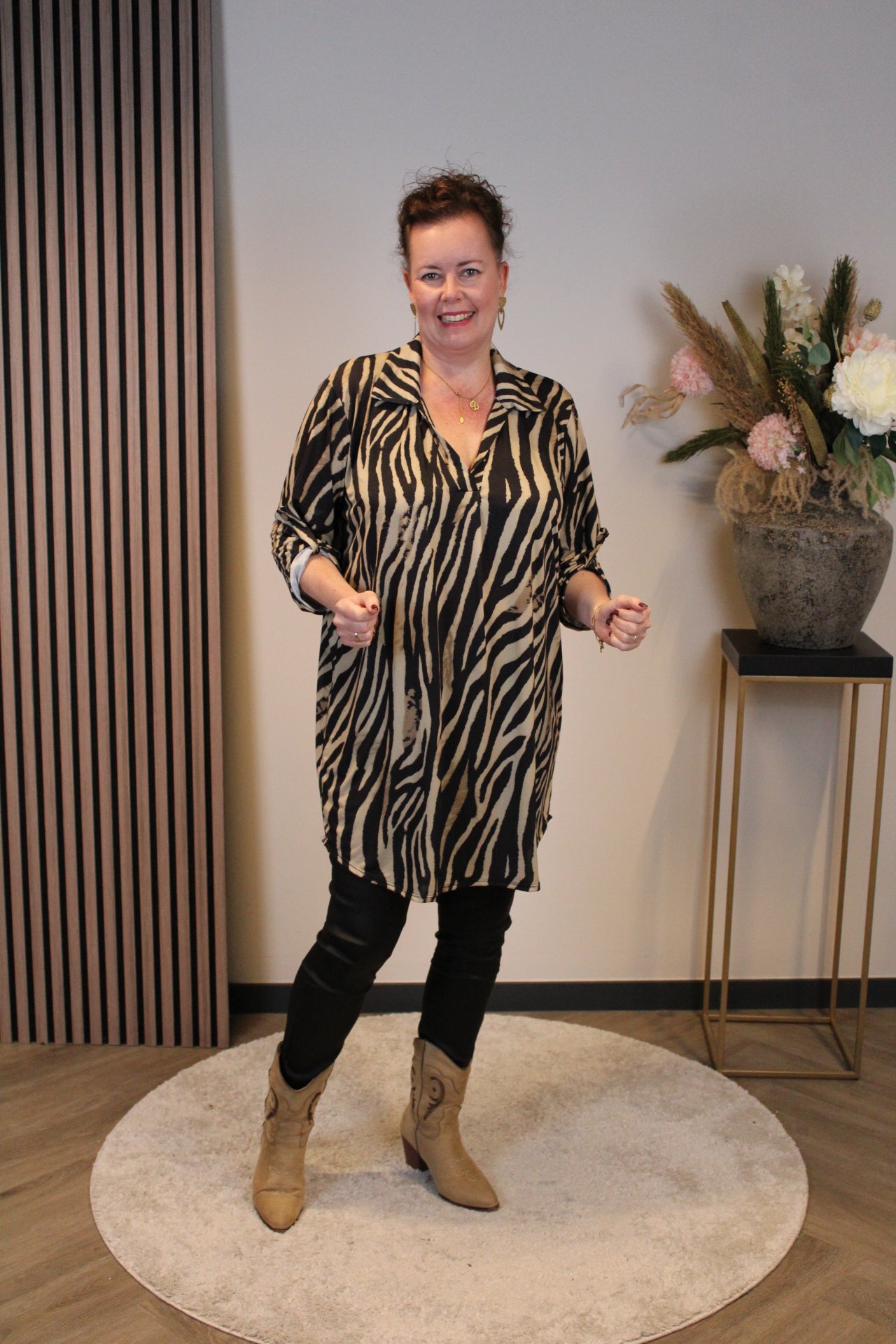 Lana | Blaue Bluse mit Kragen 38 bis 48