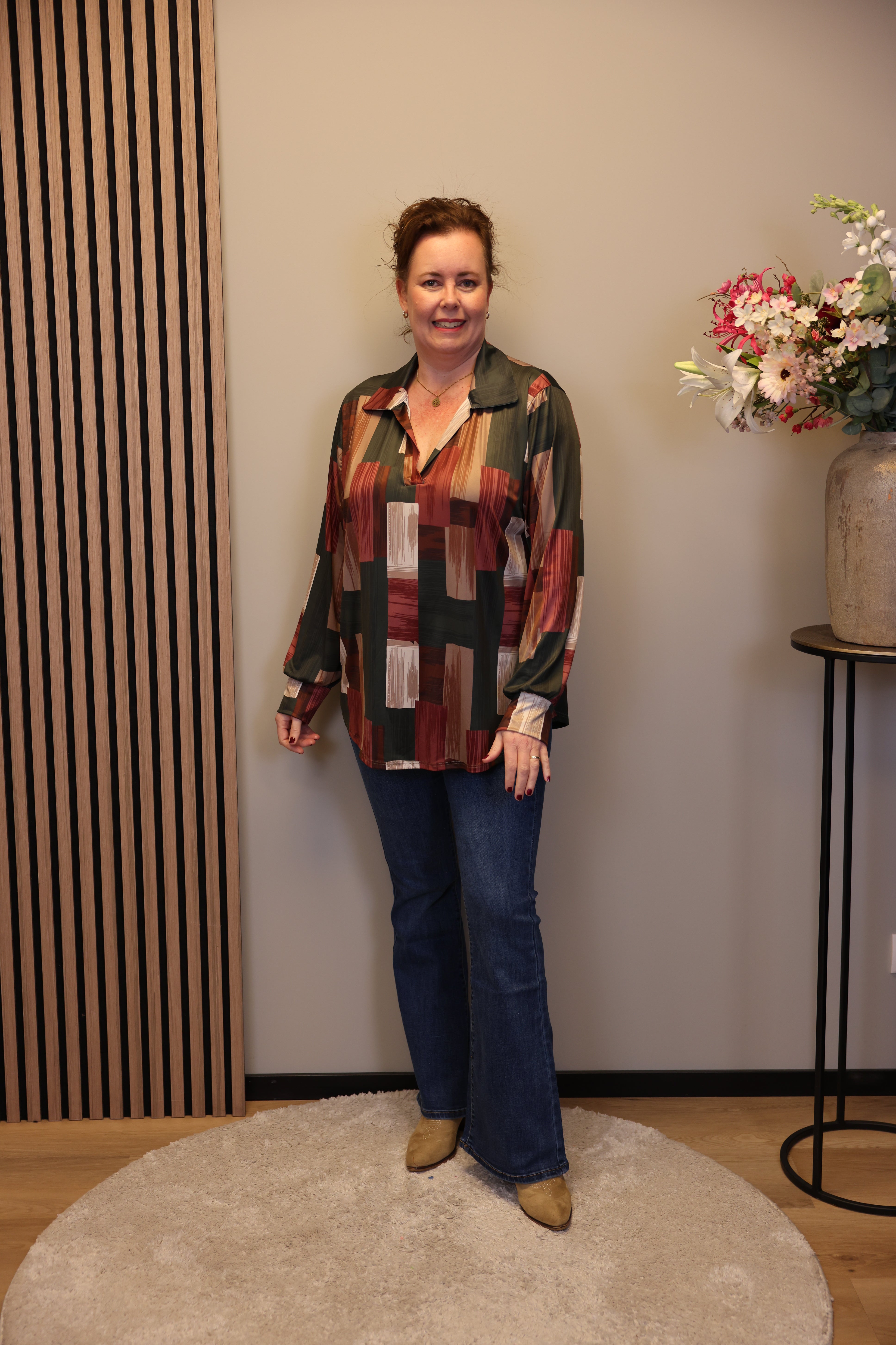 Leonie | Blouse groen met kraagje 38 t/m 48