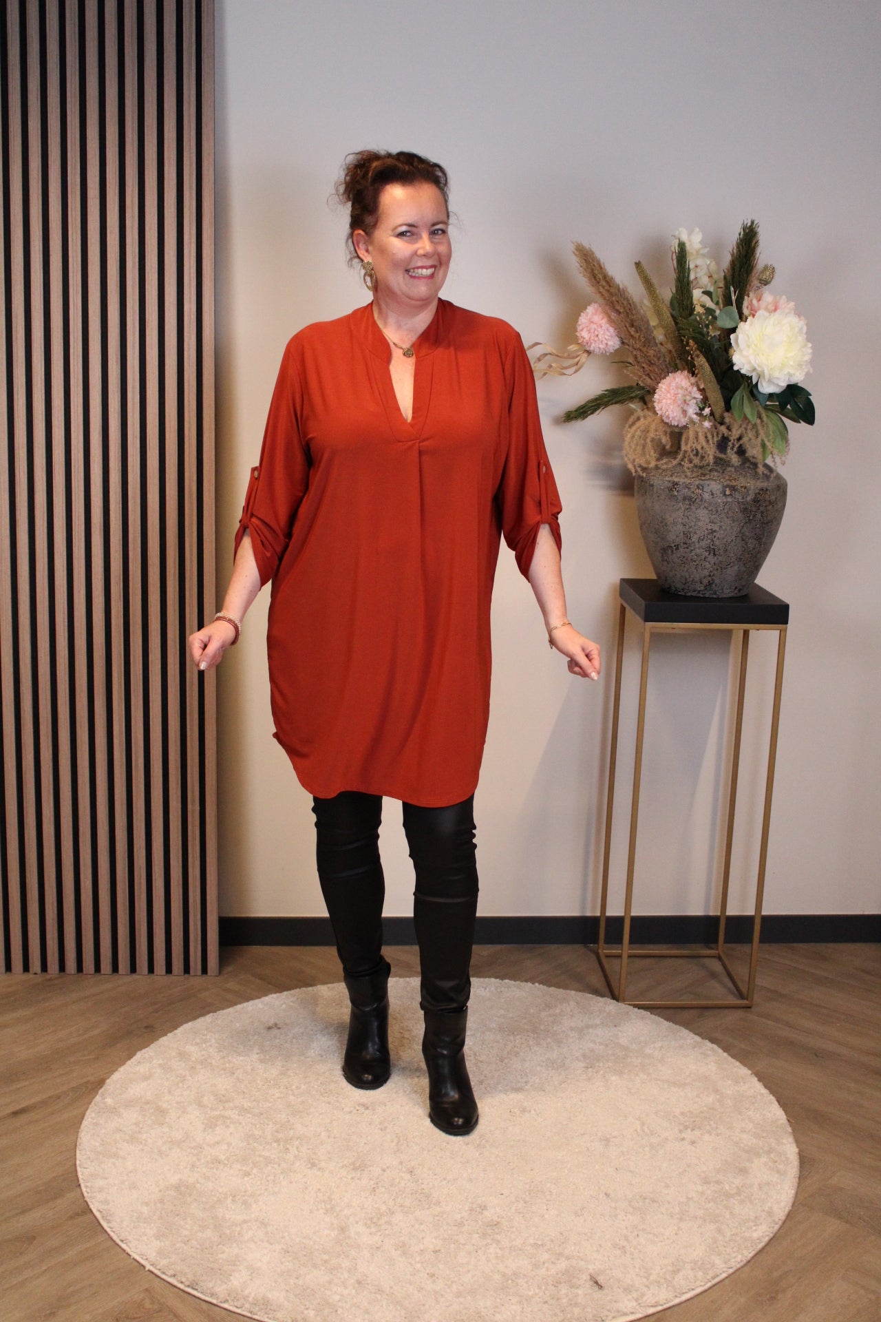 Lana | Blaue Bluse mit Kragen 38 bis 48