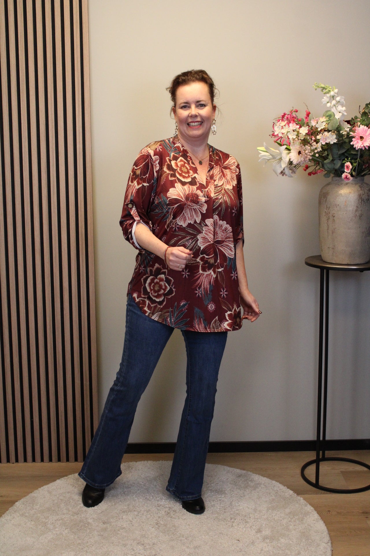 Dora | Bluse schwarz Langarm 52 bis 58