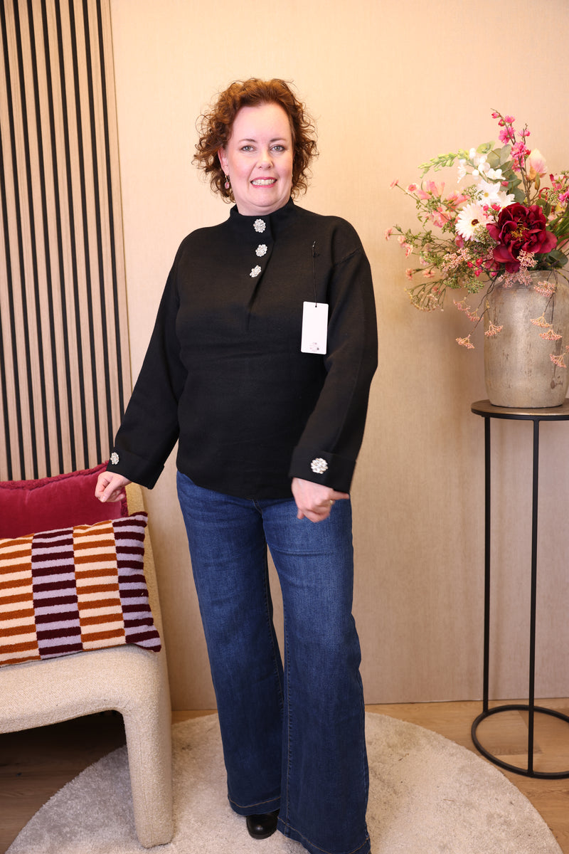 Dora | Bluse schwarz Langarm 52 bis 58