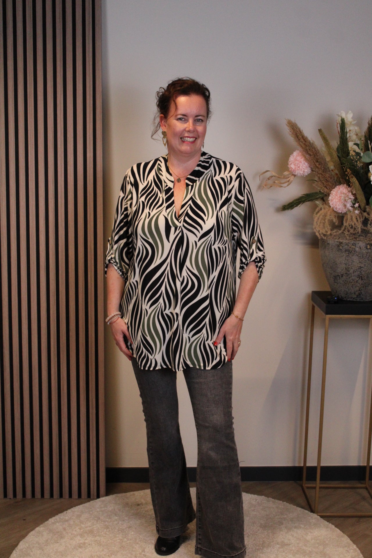 Dora | Bluse schwarz Langarm 52 bis 58