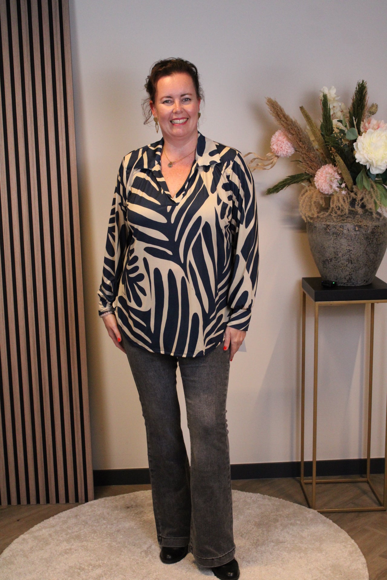 Dora | Bluse schwarz Langarm 52 bis 58