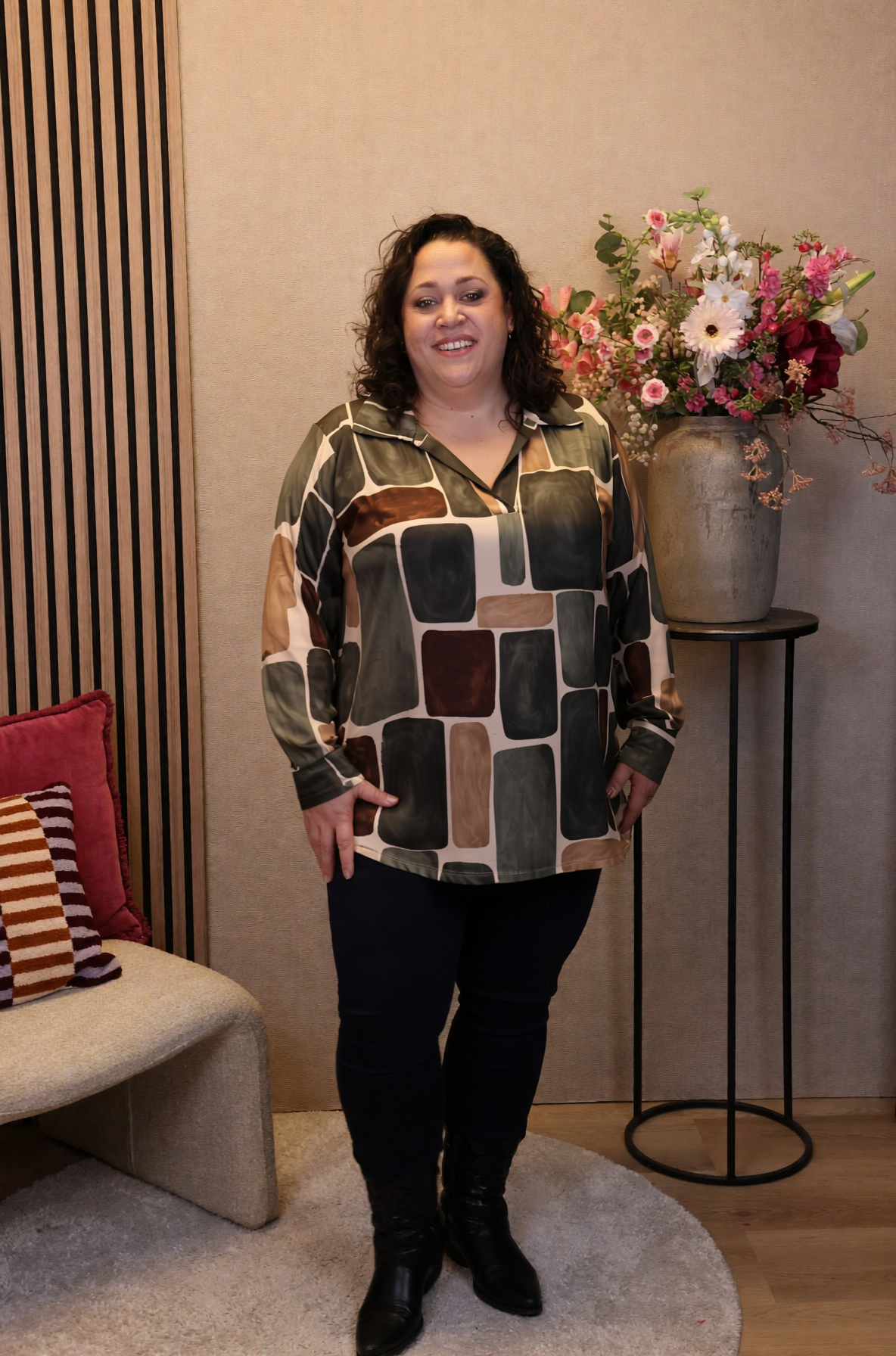 Dora | Bluse schwarz Langarm 52 bis 58