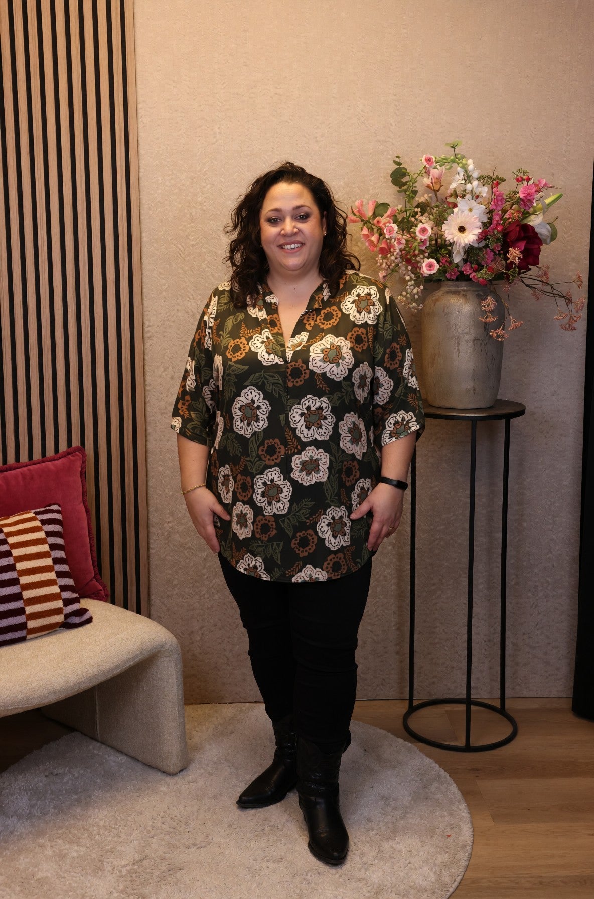 Dora | Bluse schwarz Langarm 52 bis 58