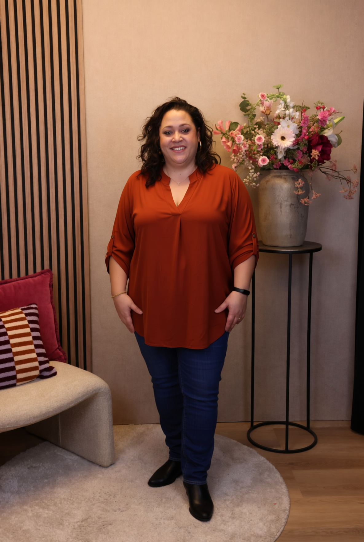 Dora | Bluse schwarz Langarm 52 bis 58