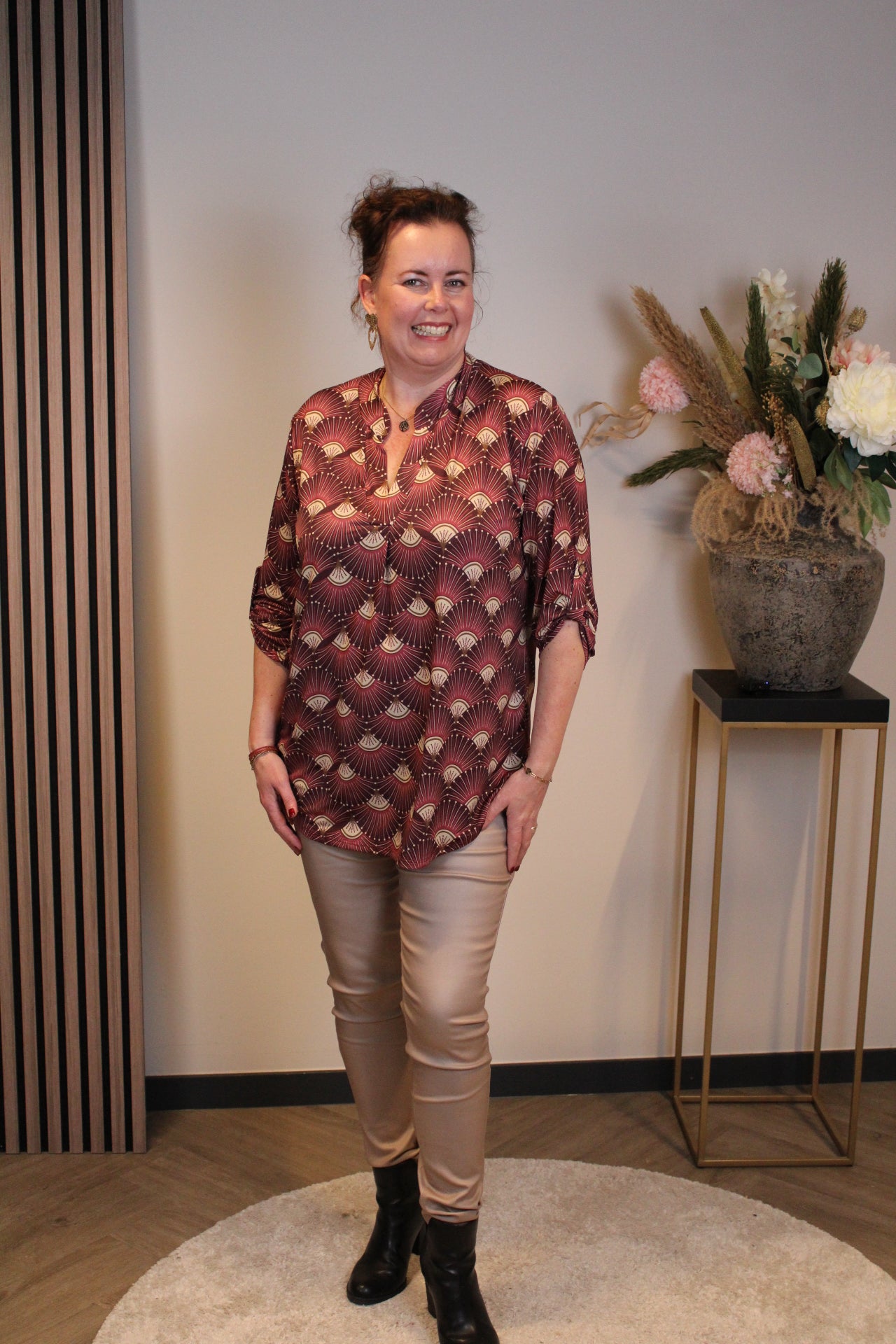 Dora | Bluse braun Langarm 38 bis 48