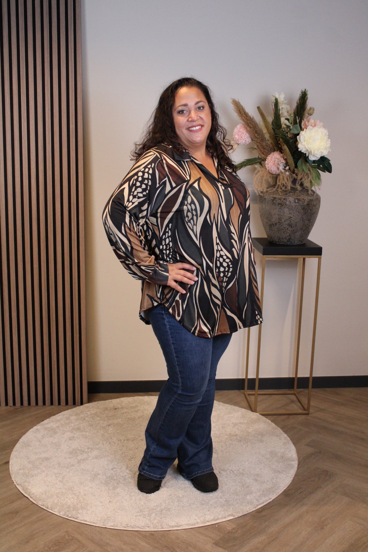 Mona | Bluse mit Kragen, grau, Größen 48 bis 52