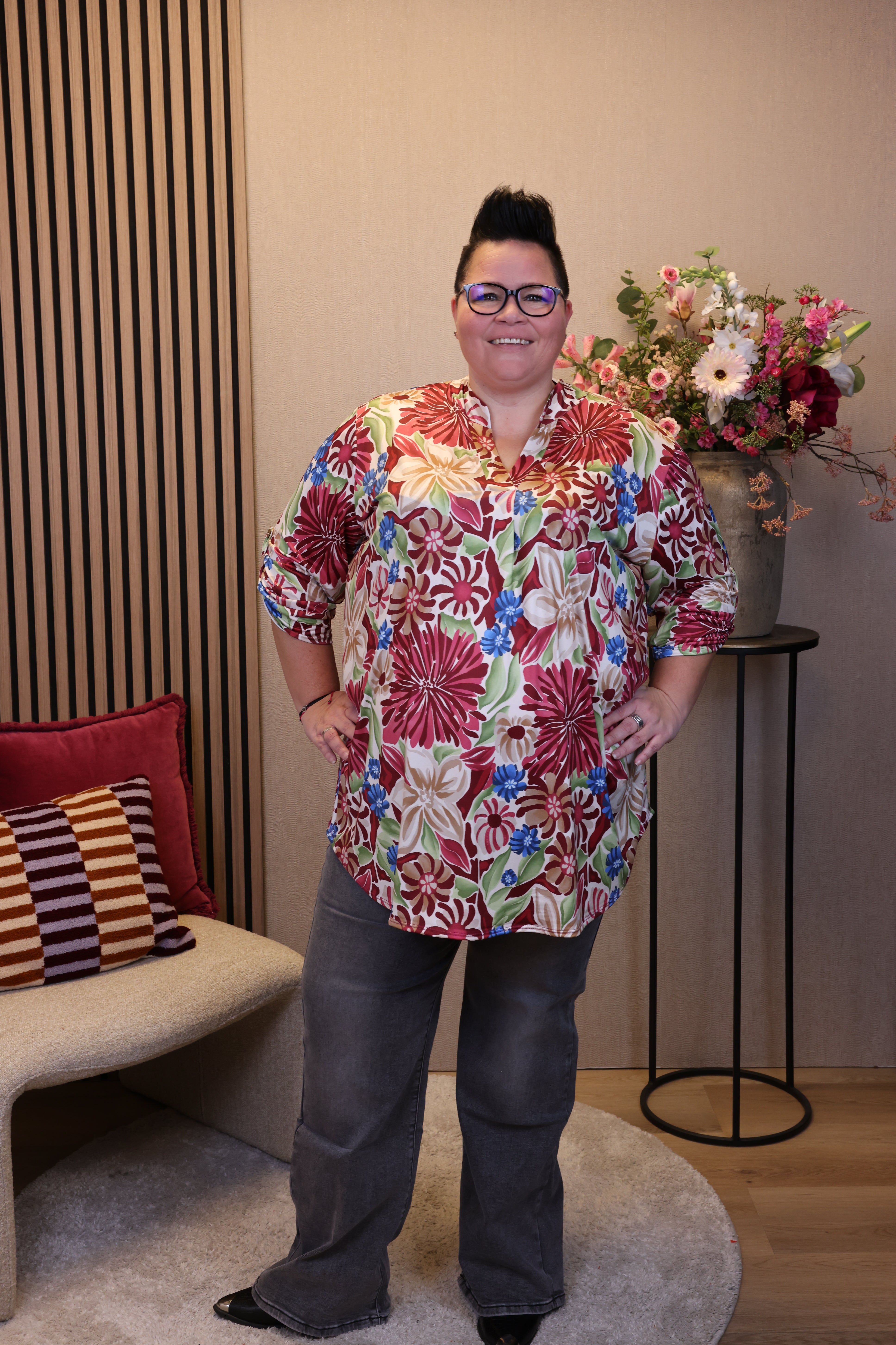 Dora | Bluse schwarz Langarm 52 bis 58