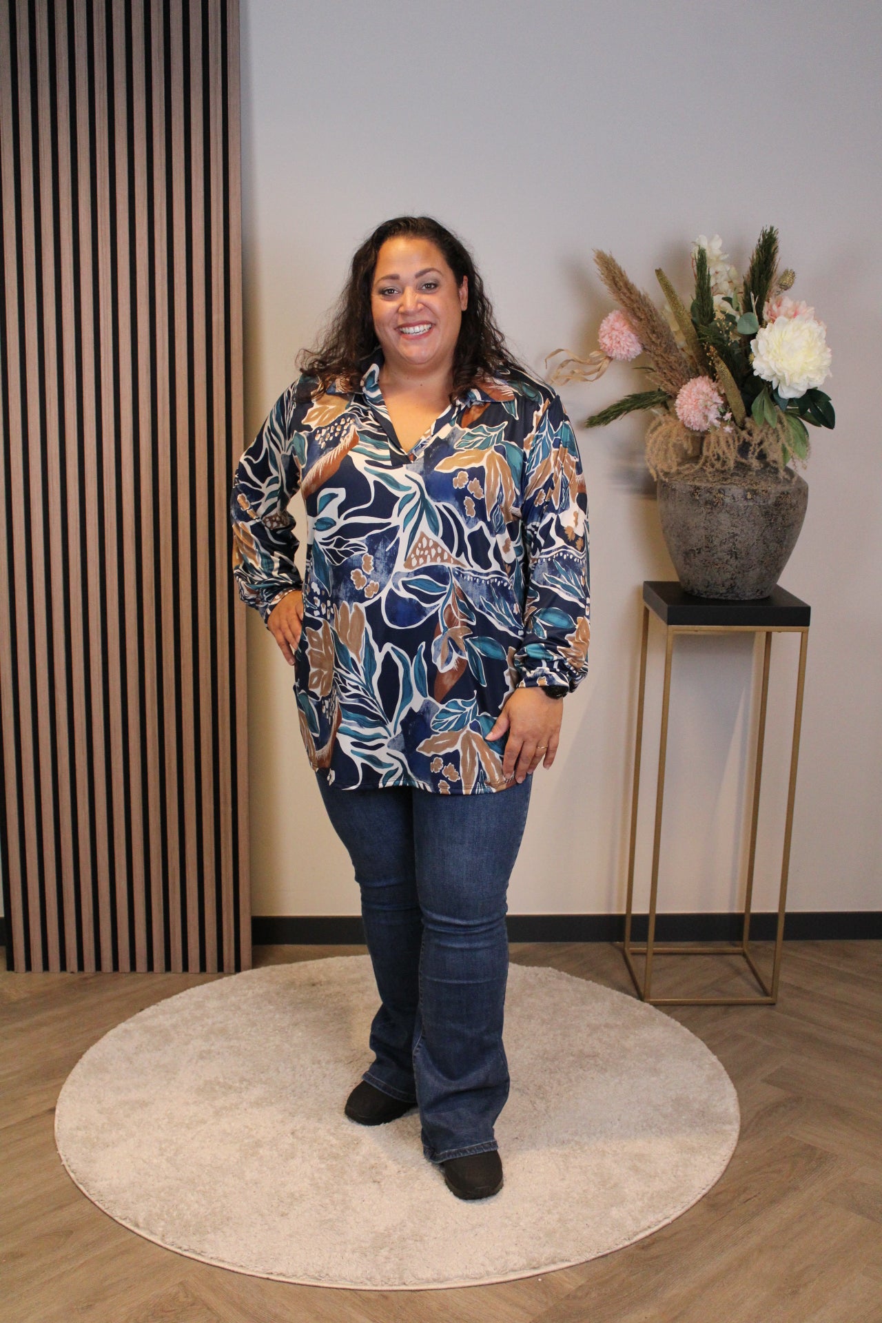 Ivana | Bluse mit Kragen blau 48 bis 52