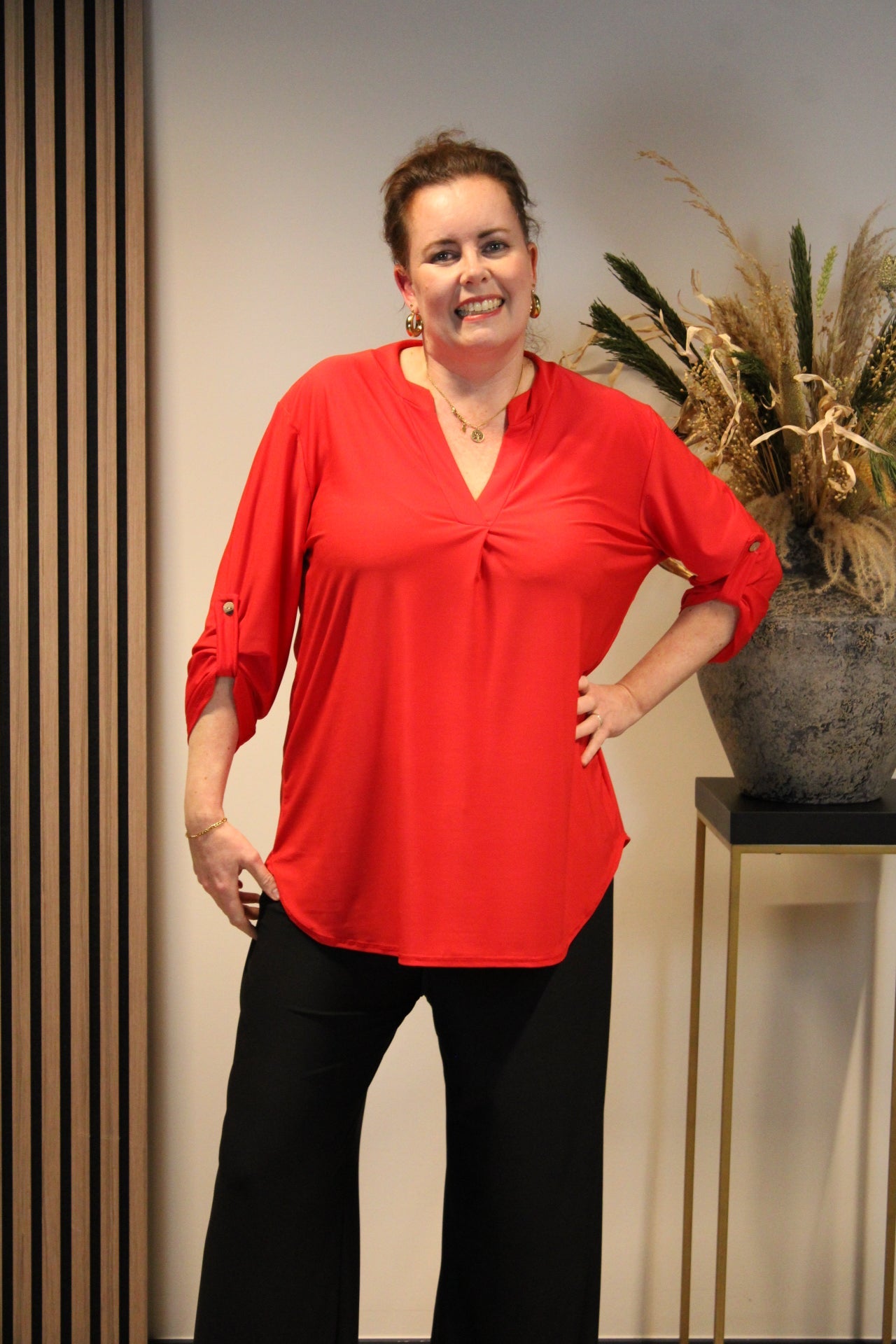 Dora | Bluse schwarz Langarm 52 bis 58