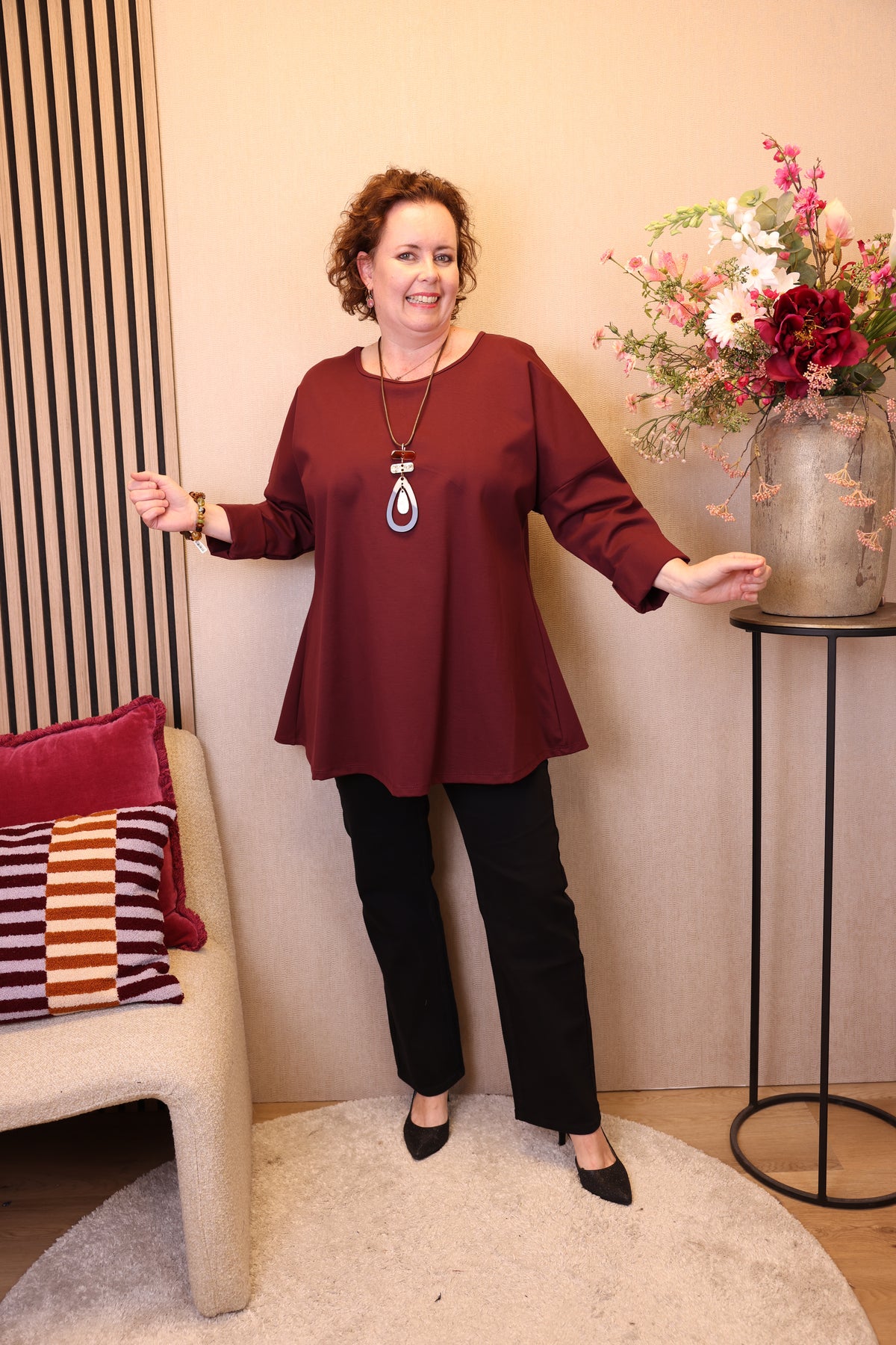 Dora | Bluse schwarz Langarm 52 bis 58