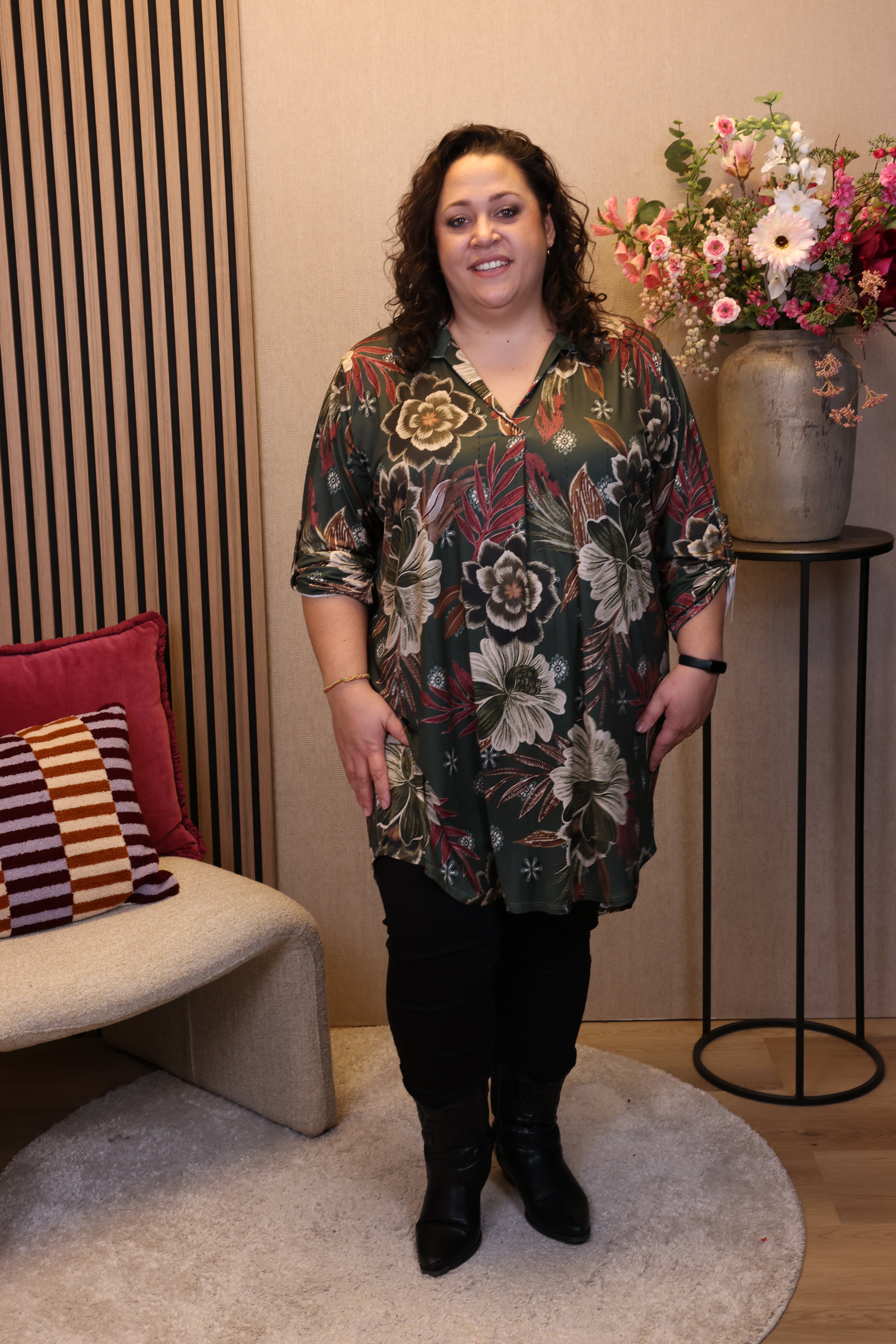 Dora | Bluse schwarz Langarm 52 bis 58