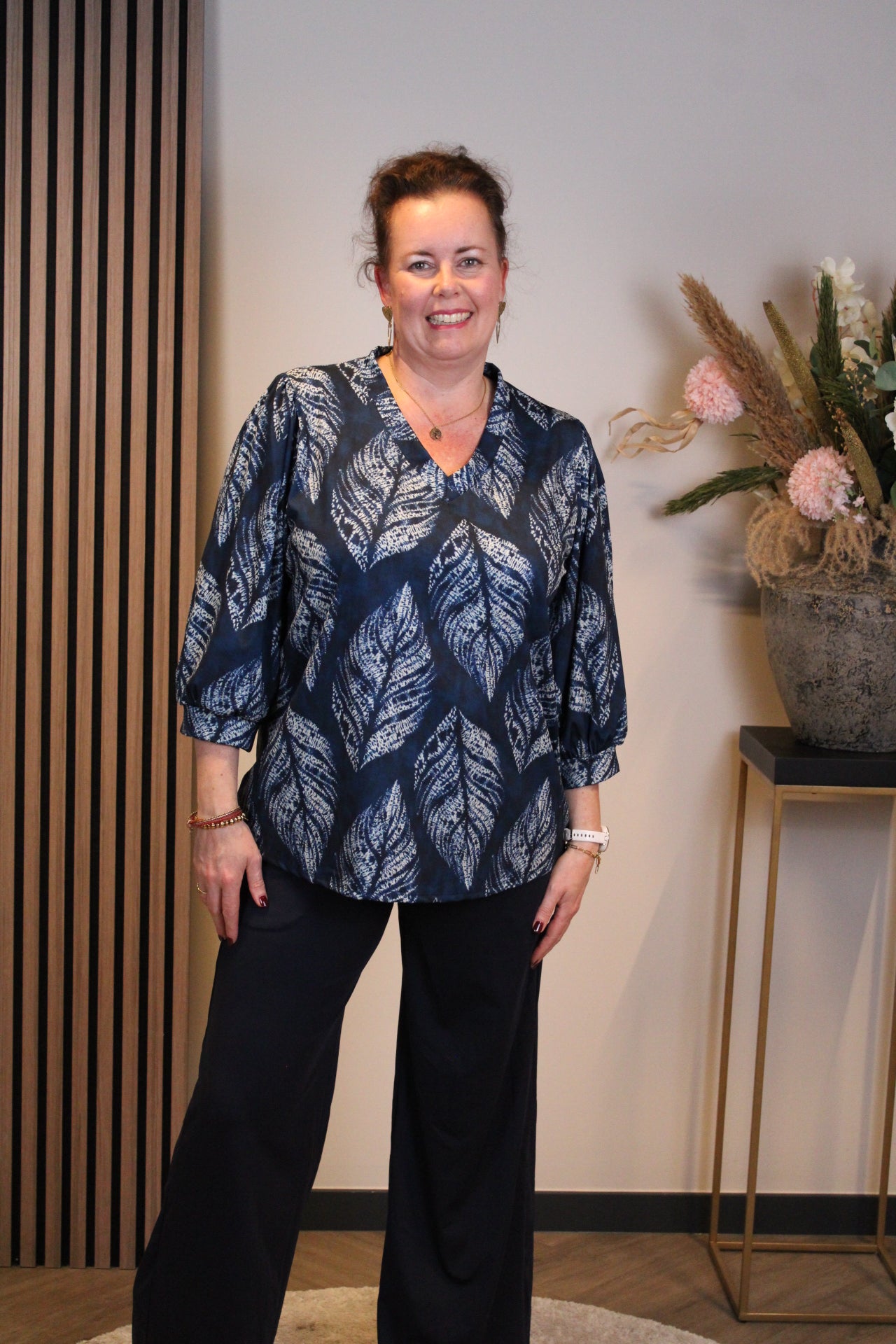 Dora | Bluse schwarz Langarm 52 bis 58