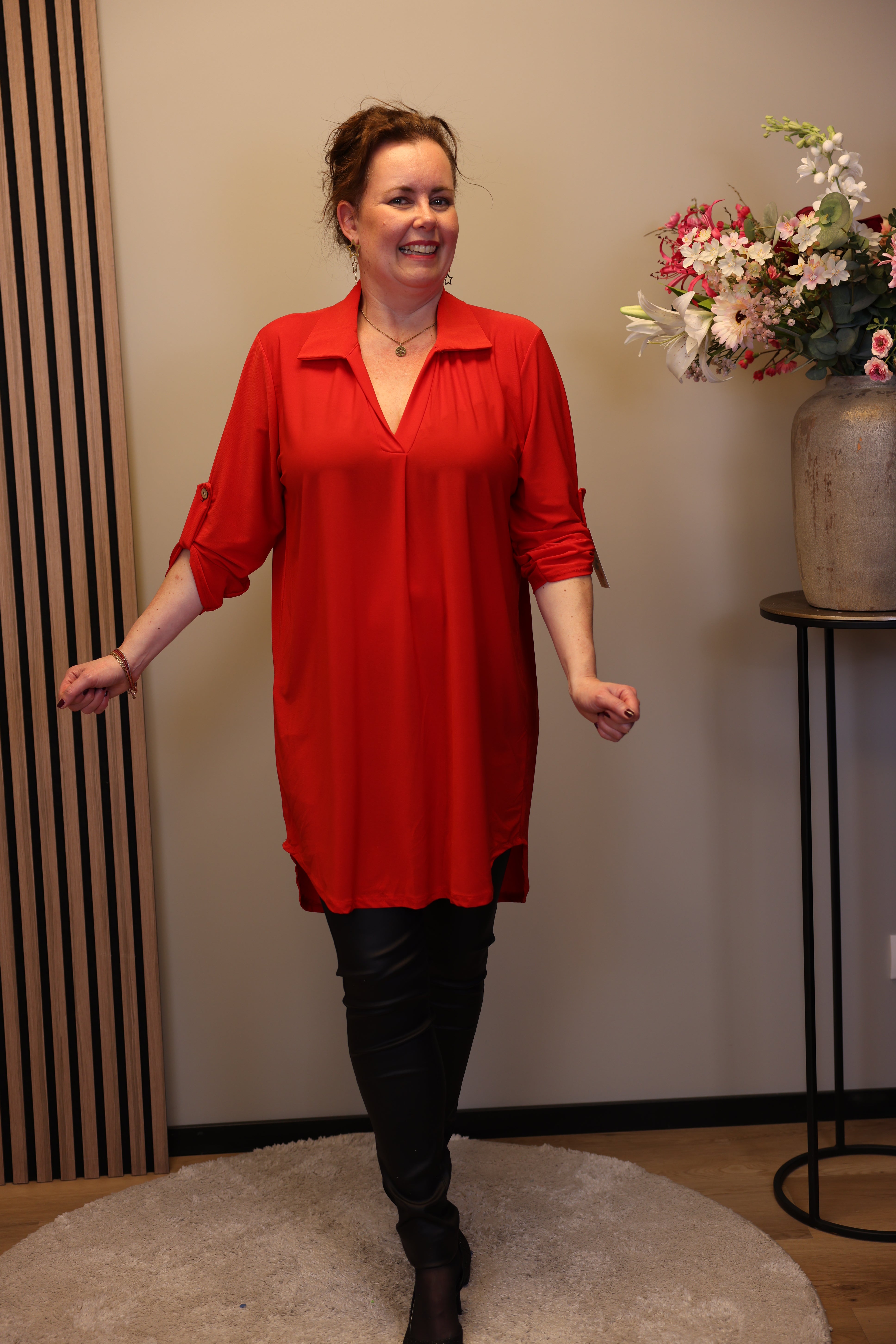 Lana | Blaue Bluse mit Kragen 38 bis 48