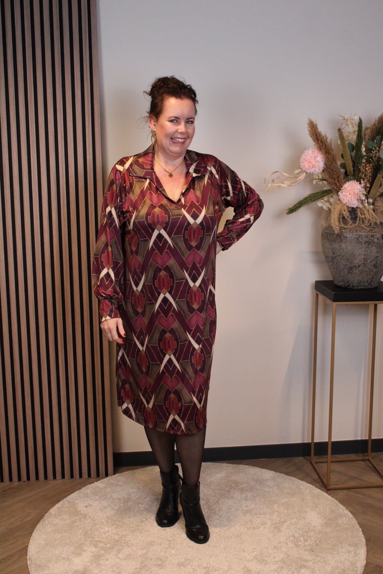 Christa | Grünes Kleid mit langen Ärmeln, Größe 38 bis 44