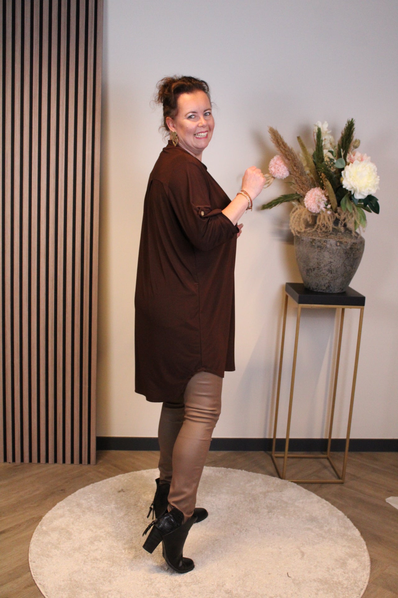 Lana | Blaue Bluse mit Kragen 38 bis 48