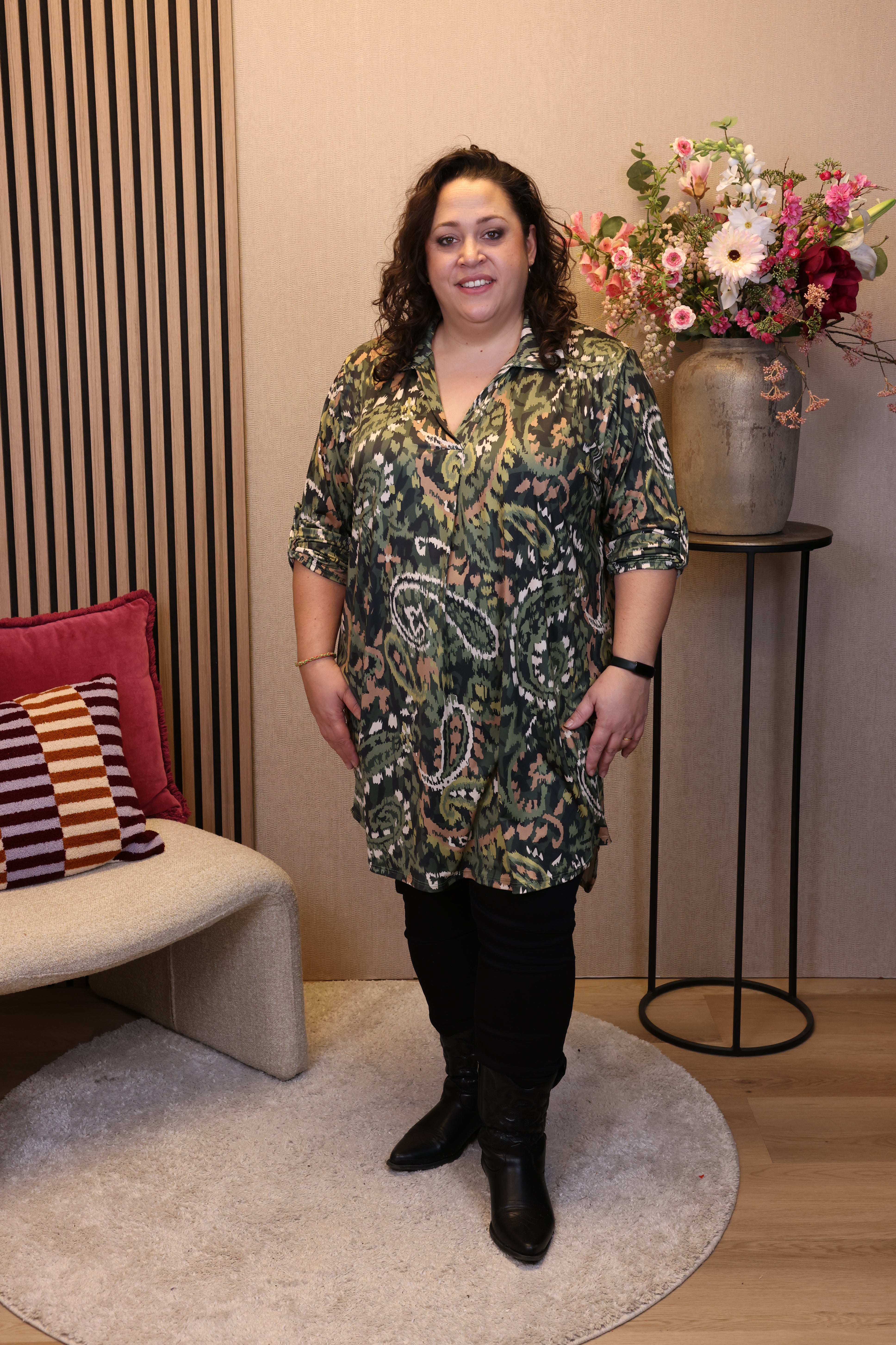 Dora | Bluse schwarz Langarm 52 bis 58