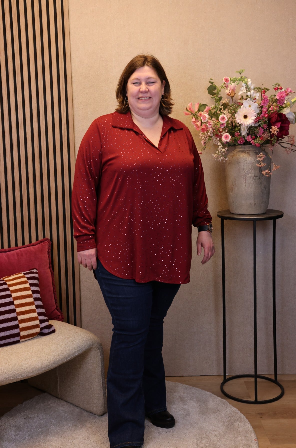 Dora | Bluse schwarz Langarm 52 bis 58