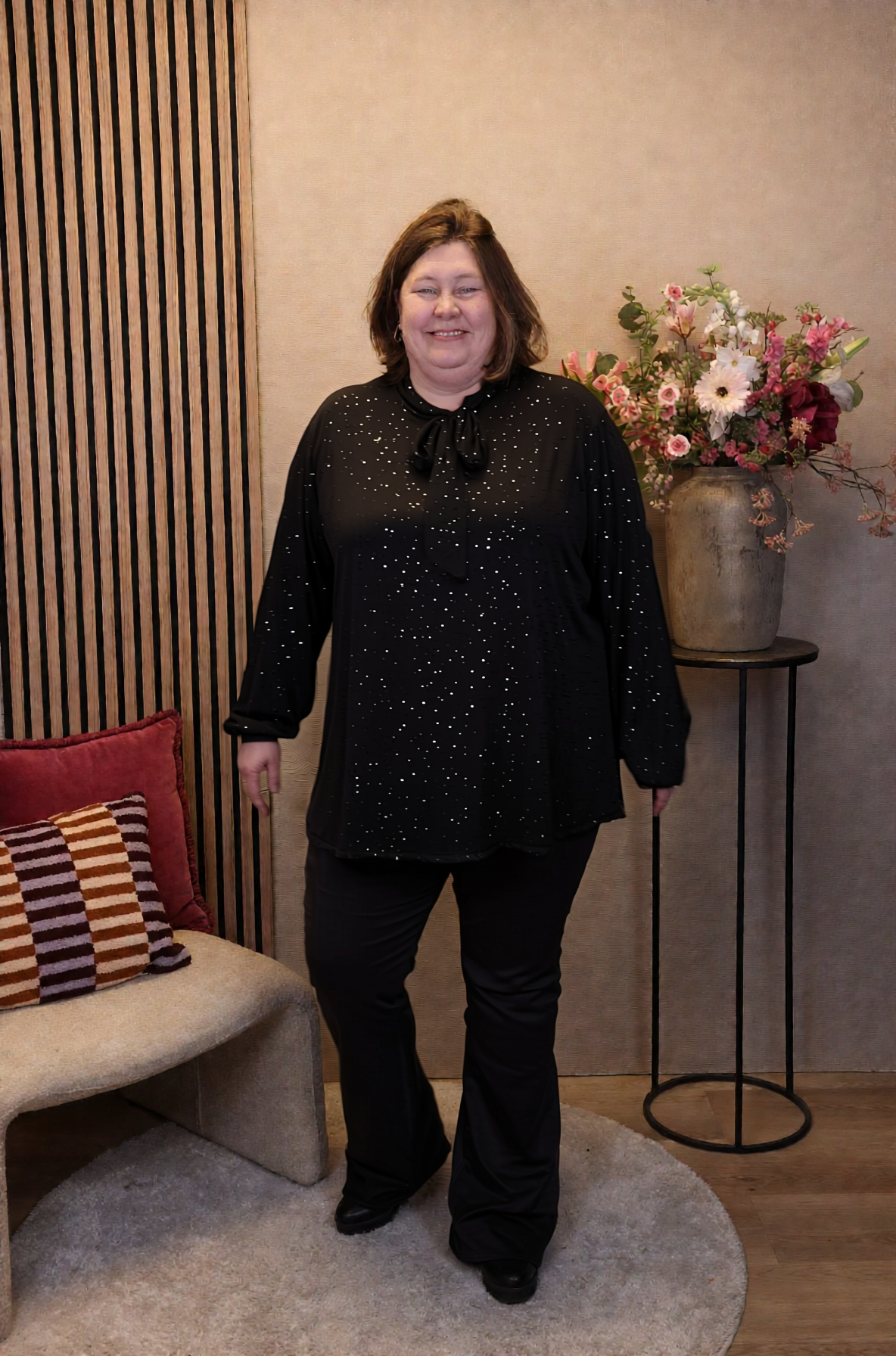 Dora | Bluse schwarz Langarm 52 bis 58