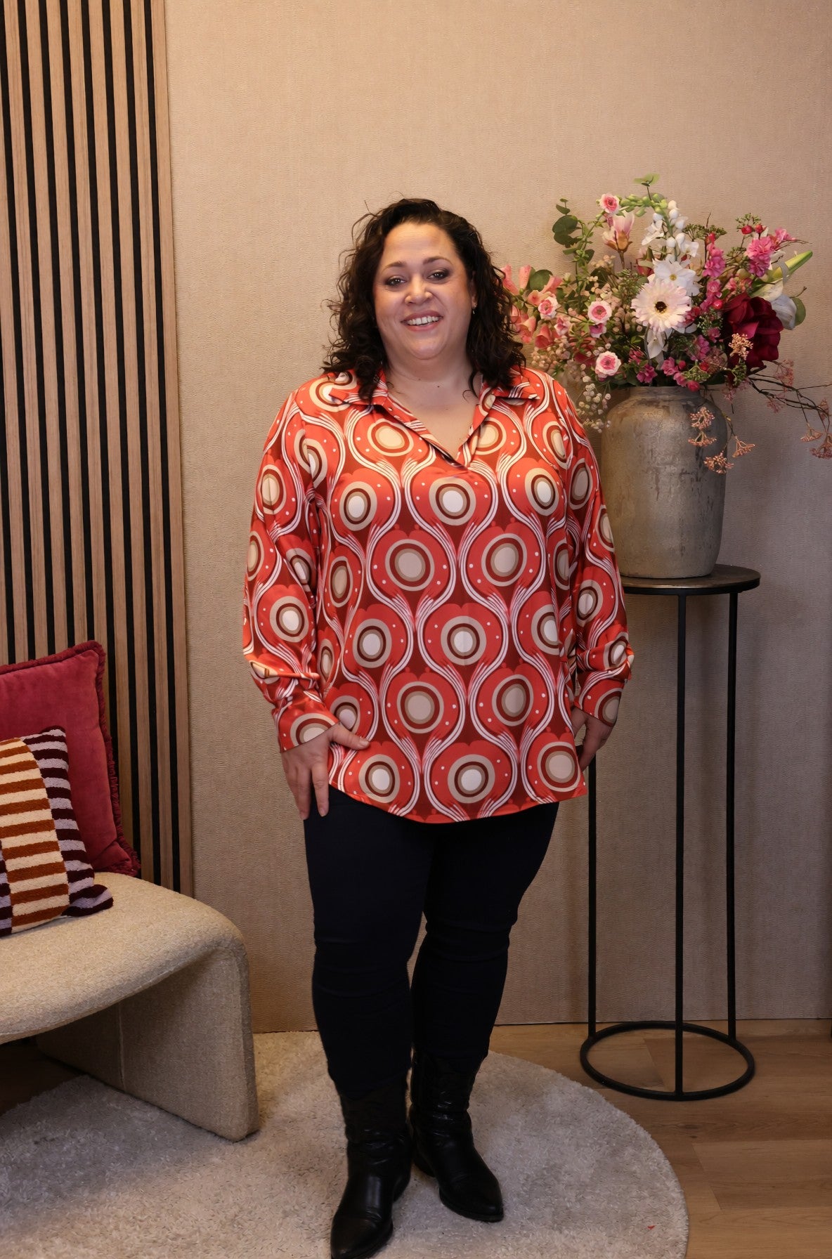 Dora | Bluse schwarz Langarm 52 bis 58