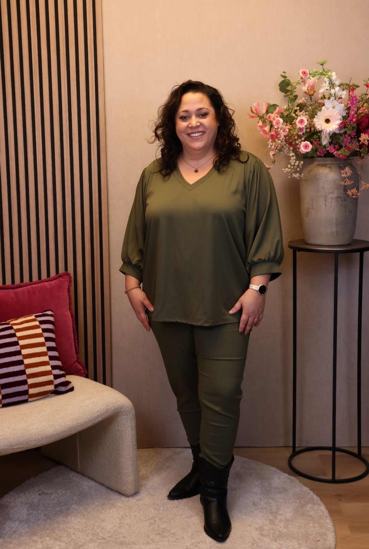 Dora | Bluse schwarz Langarm 52 bis 58