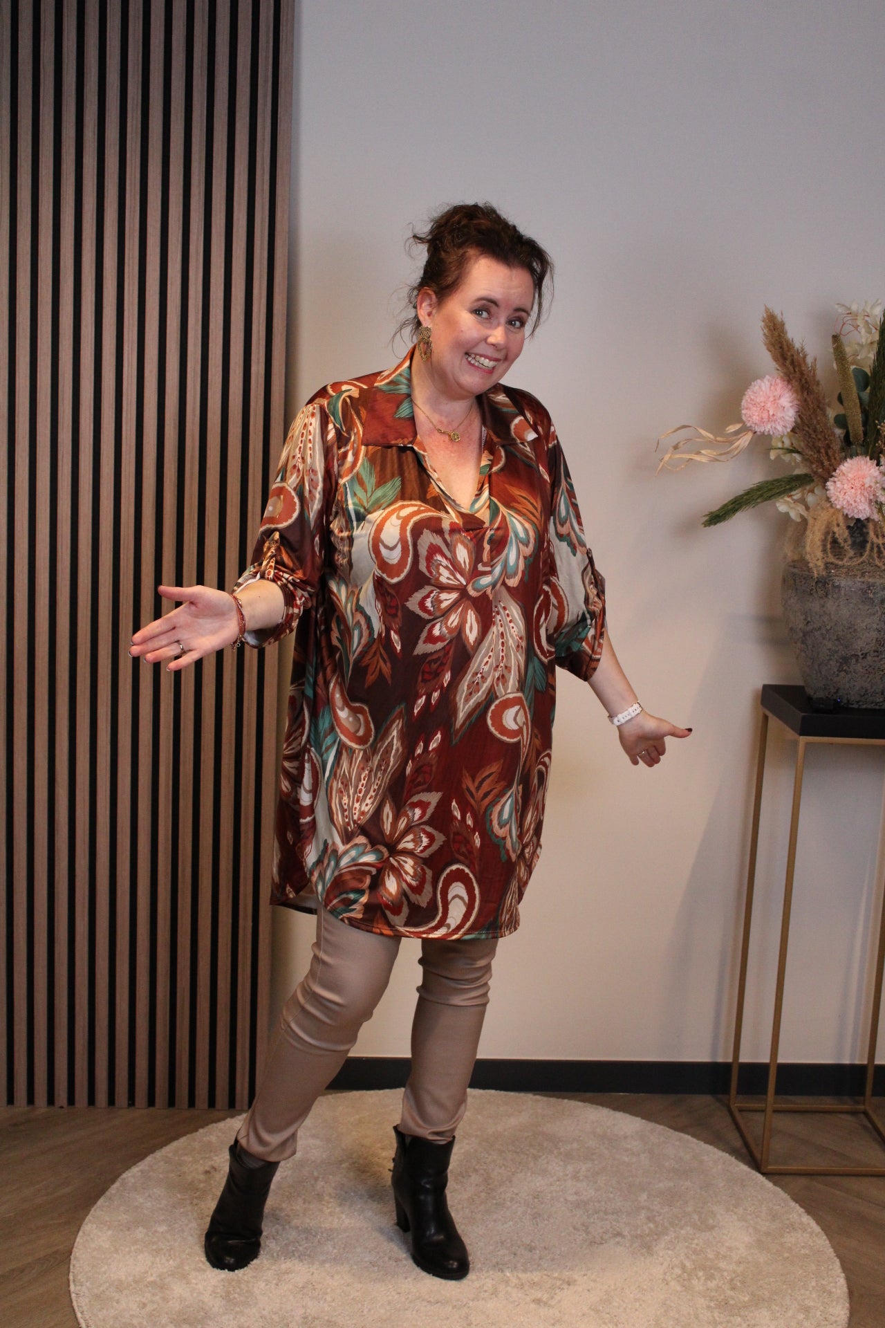 Lana | Blaue Bluse mit Kragen 38 bis 48