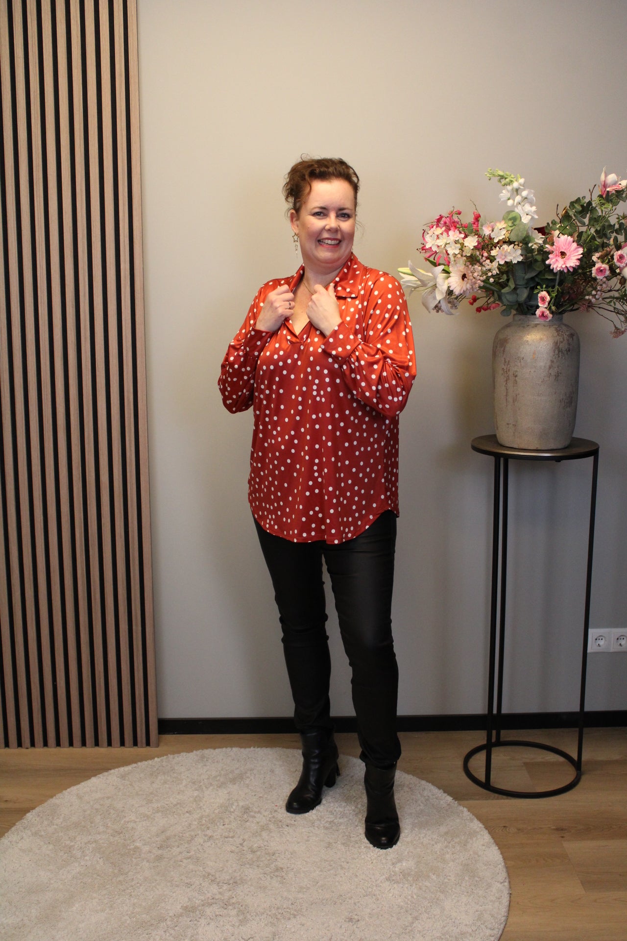 Boukje | Blouse rood met kraagje 38 t/m 48