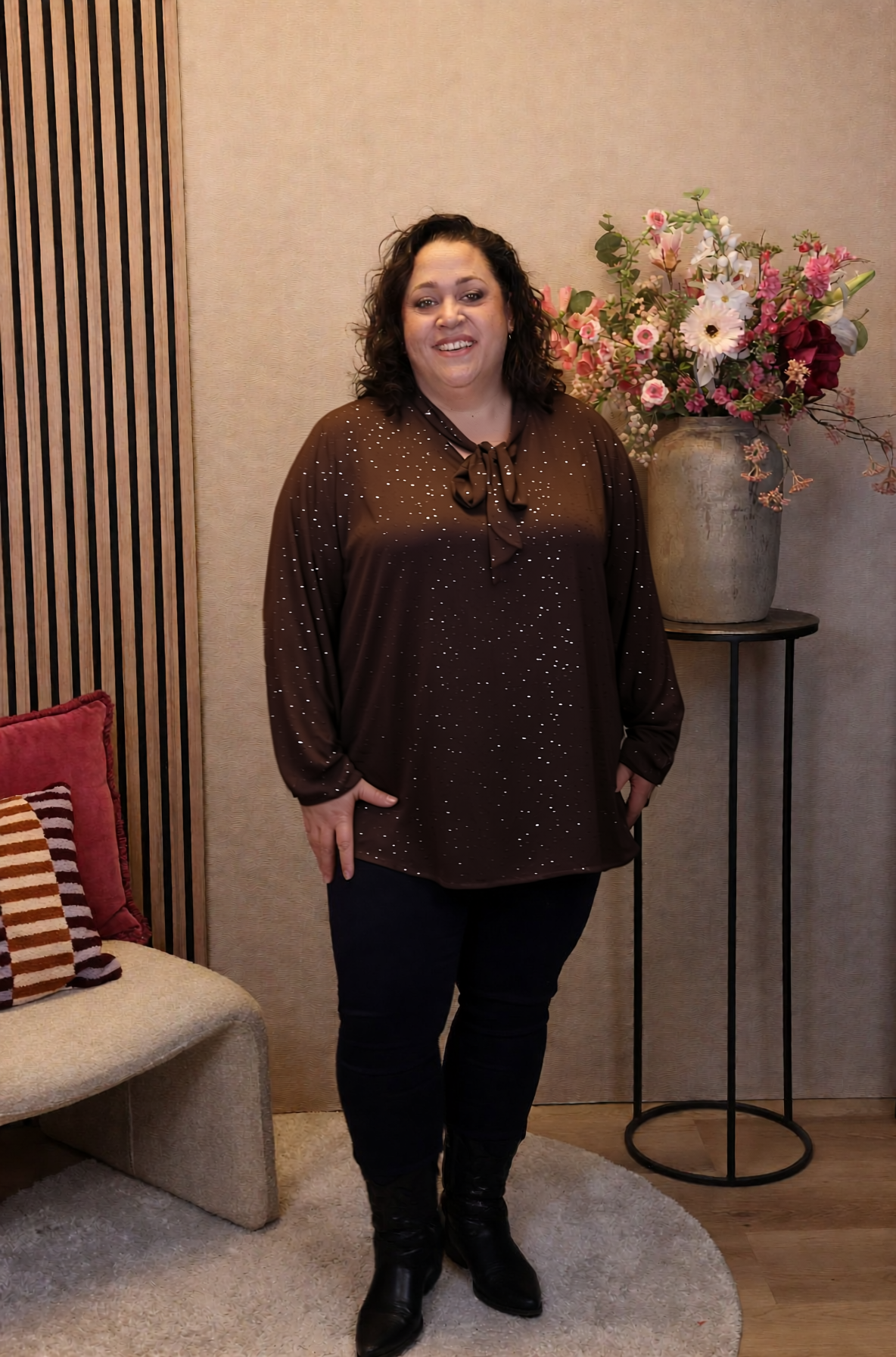 Dora | Bluse schwarz Langarm 52 bis 58