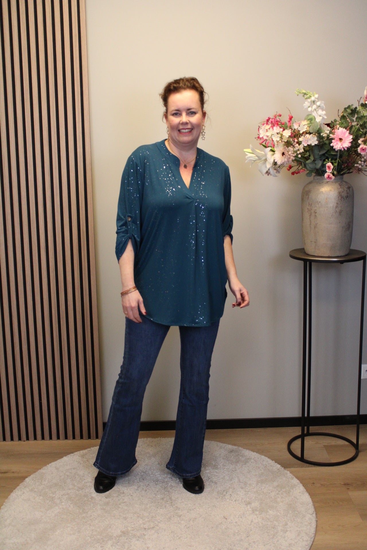 Dora | Bluse schwarz Langarm 52 bis 58