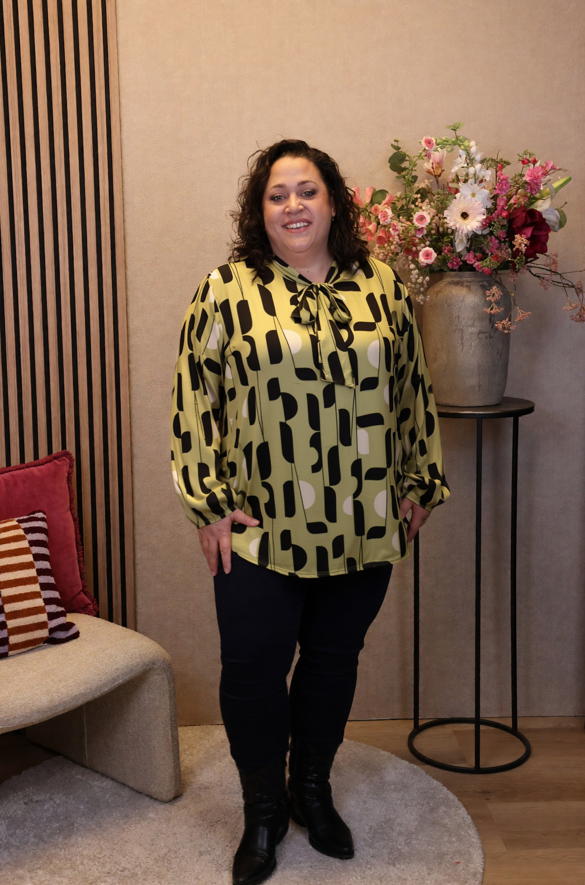 Dora | Bluse schwarz Langarm 52 bis 58