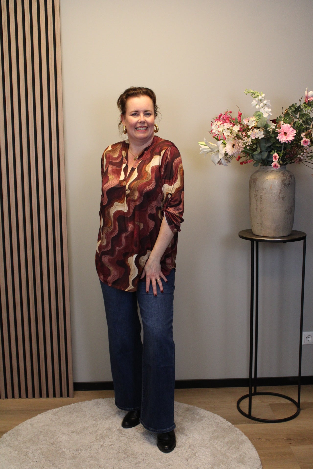 Dora | Bluse schwarz Langarm 48 bis 52