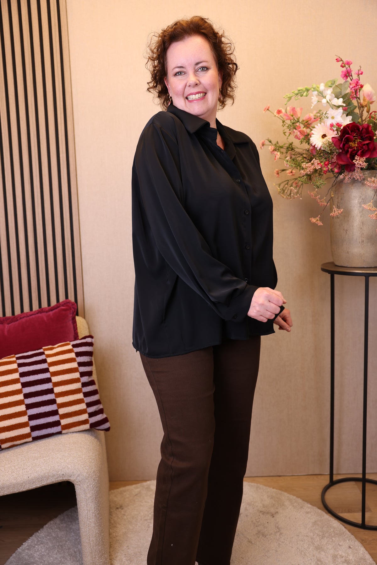 Dora | Bluse schwarz Langarm 52 bis 58