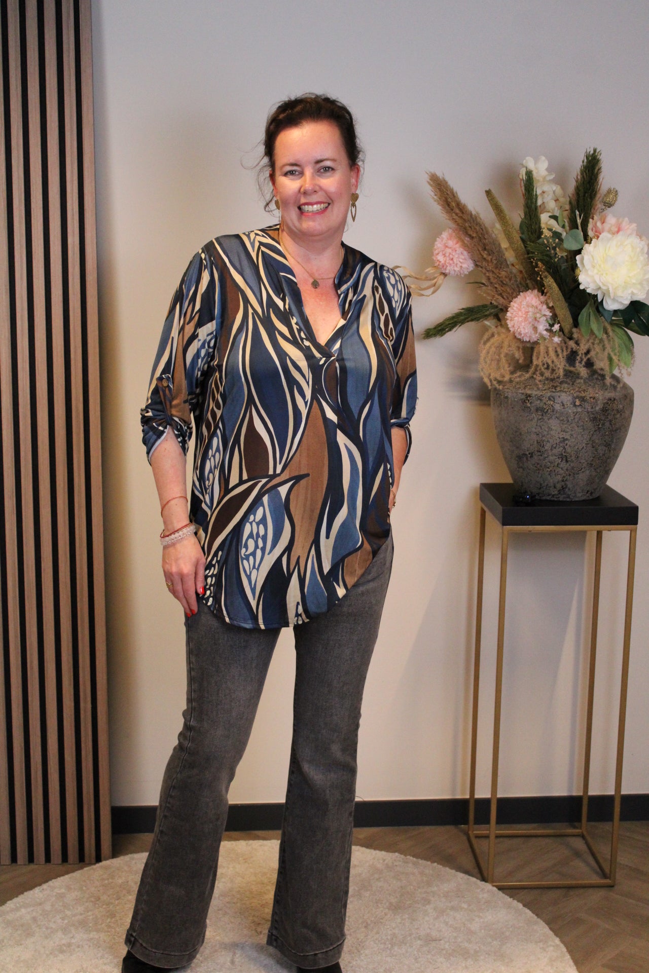 Sheila | Bluse blau Langarm 48 bis 52