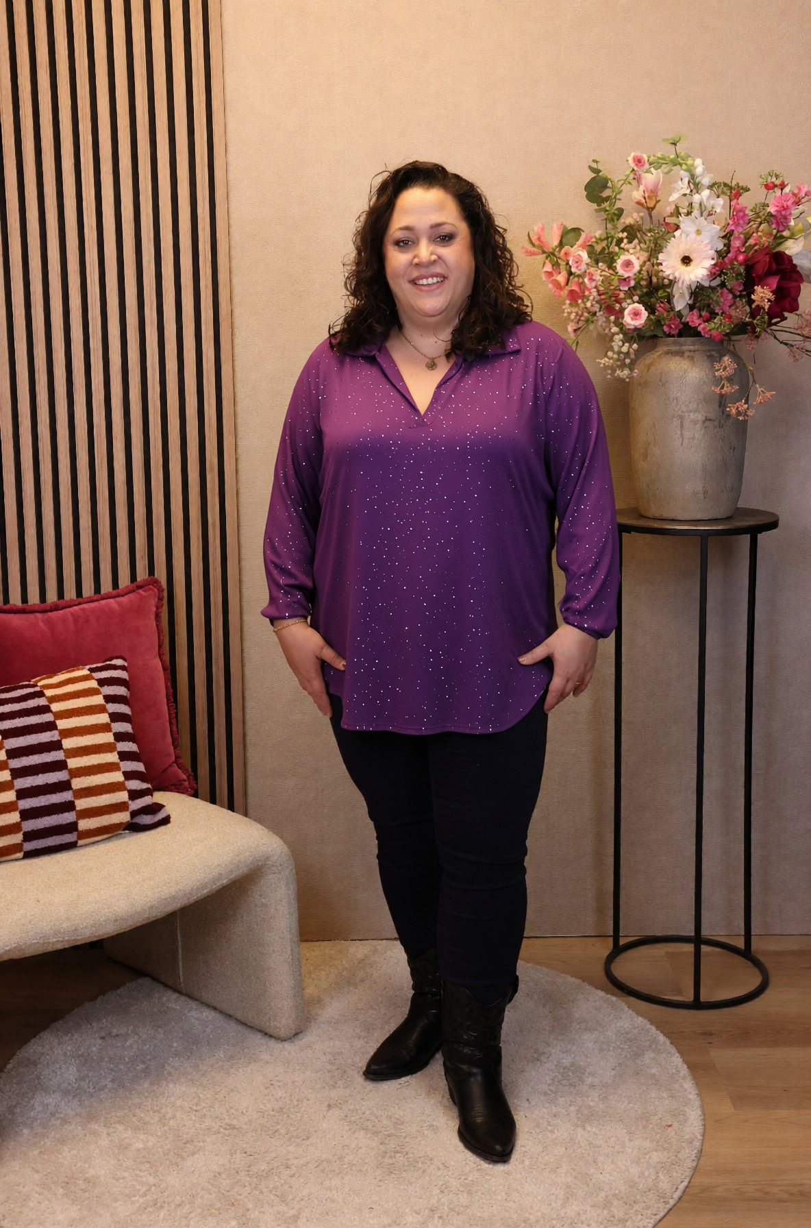 Dora | Bluse schwarz Langarm 52 bis 58