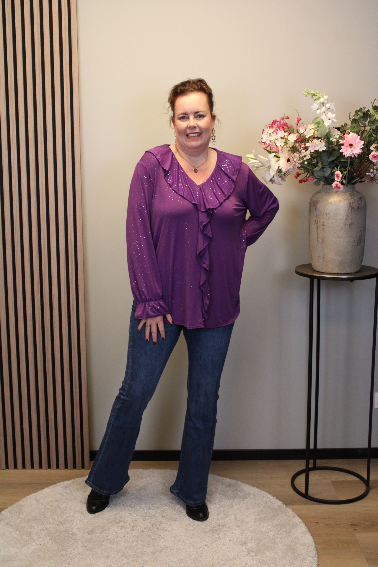 Dora | Bluse schwarz Langarm 52 bis 58