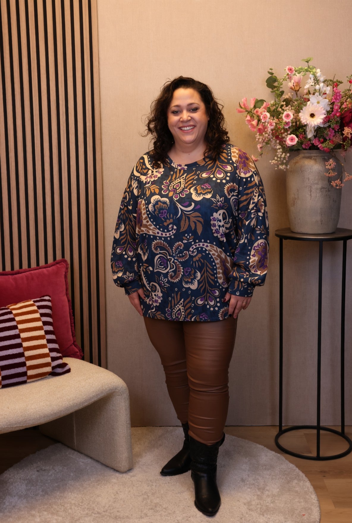 Dora | Bluse schwarz Langarm 52 bis 58