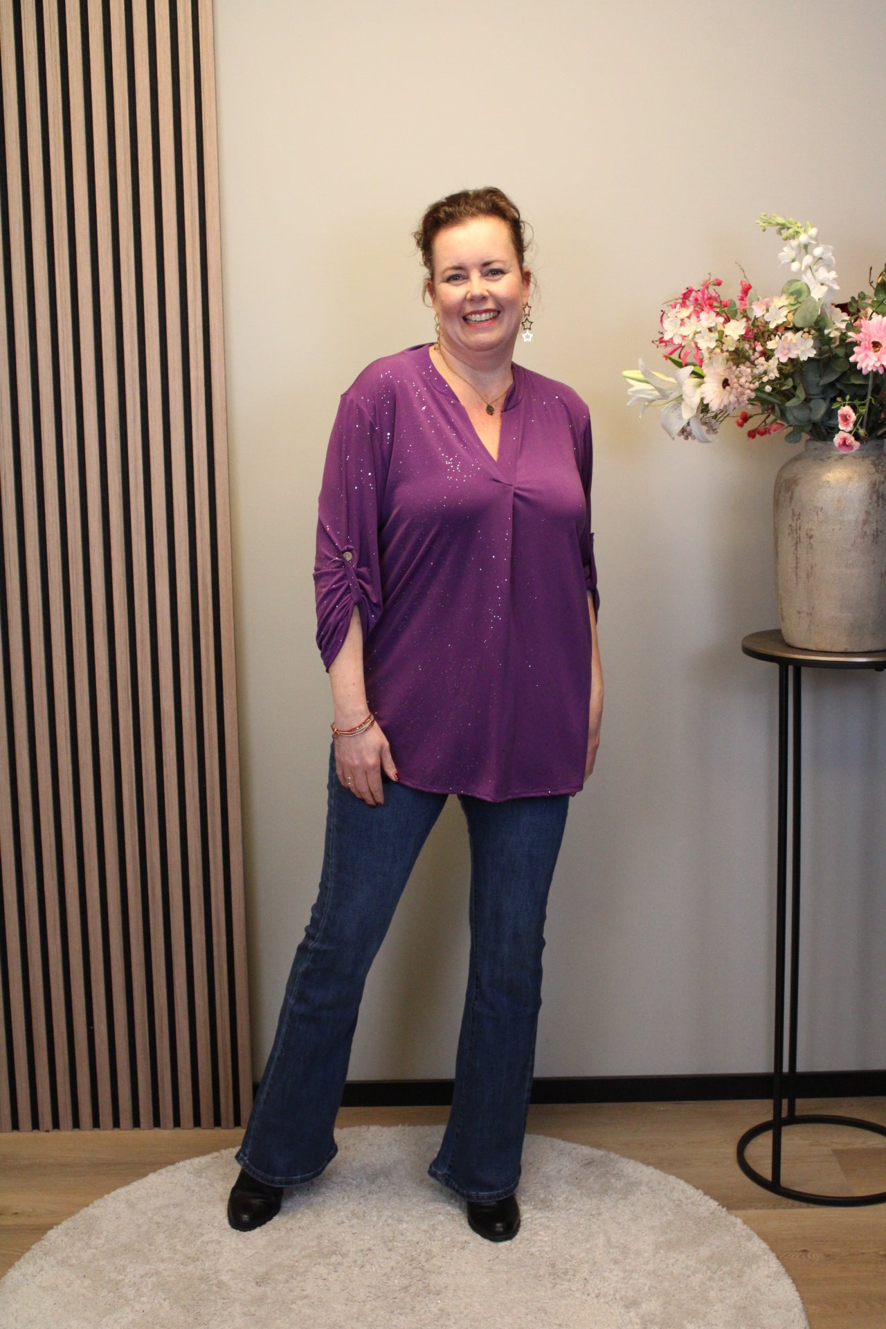 Dora | Bluse schwarz Langarm 52 bis 58