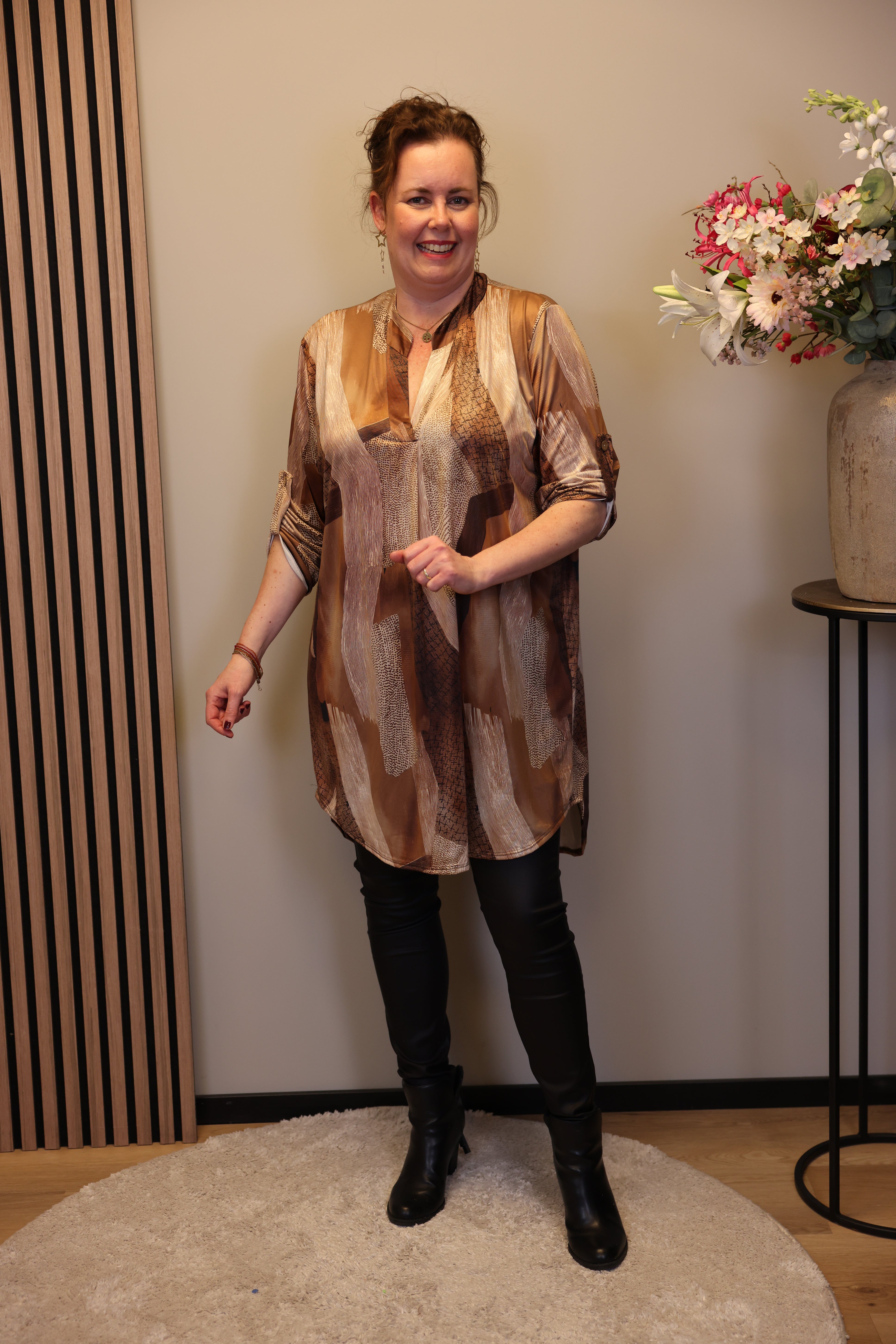 Lana | Blaue Bluse mit Kragen 38 bis 48