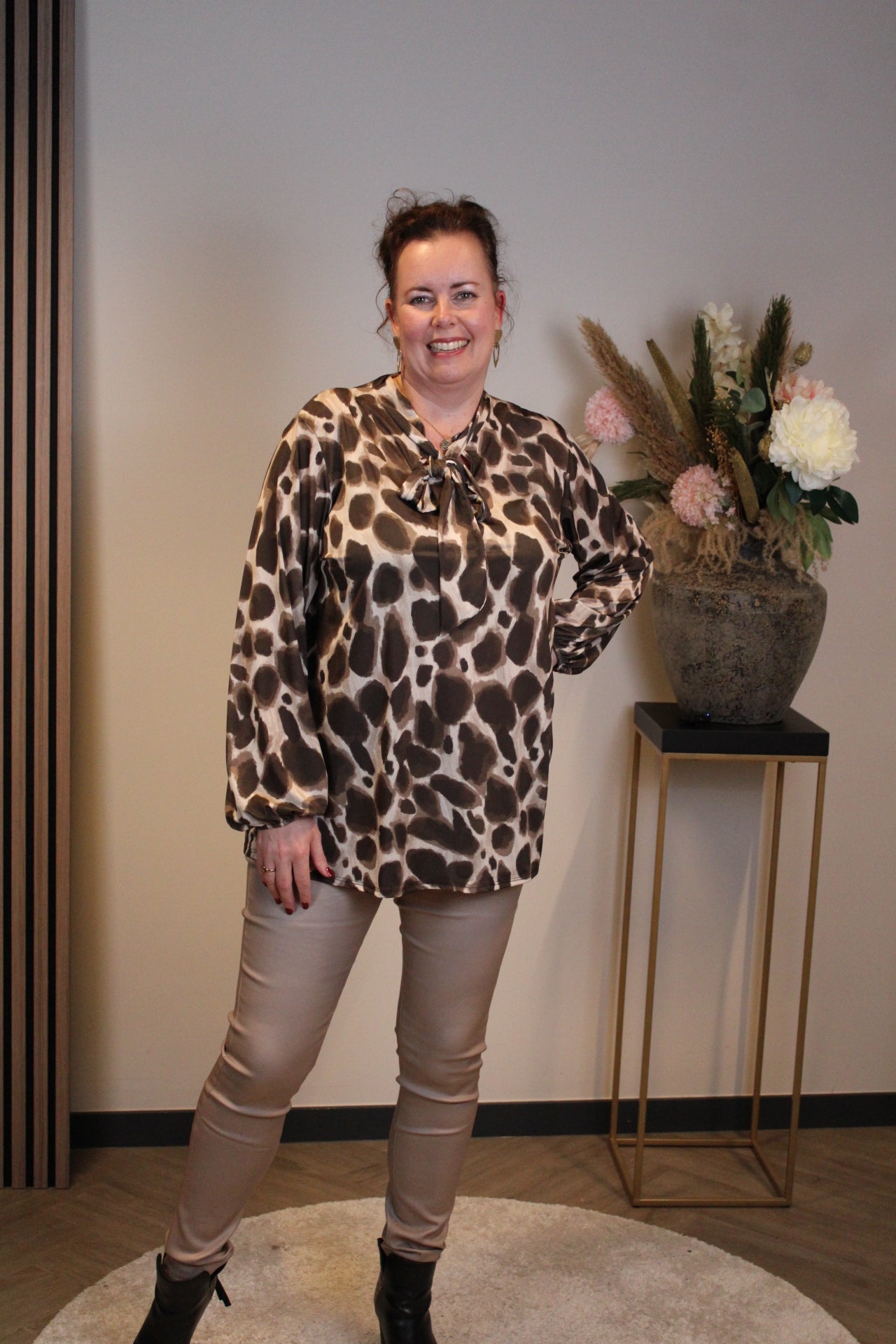 Miekje | Bluse braun Langarm 38 bis 48