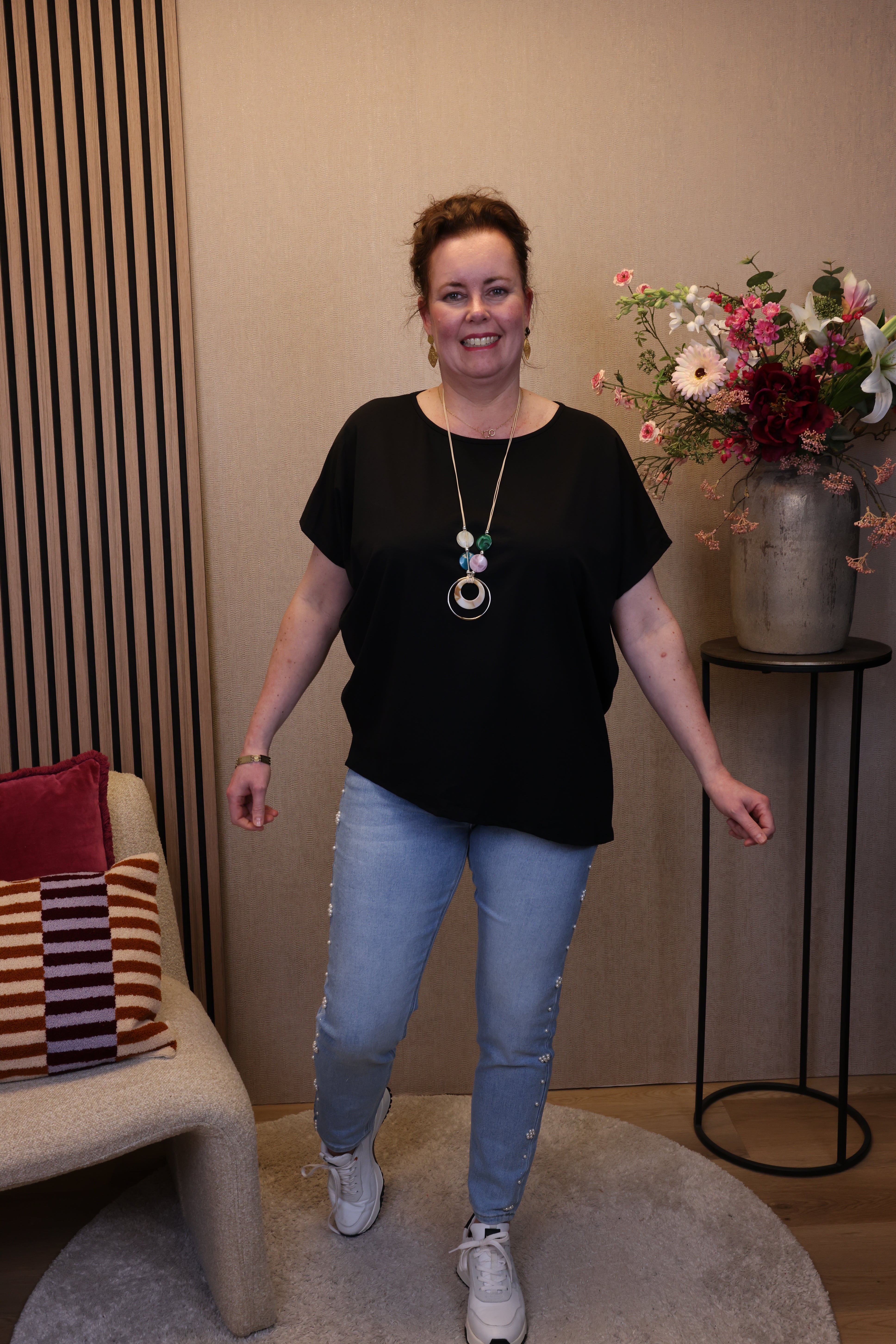 Dora | Bluse schwarz Langarm 52 bis 58
