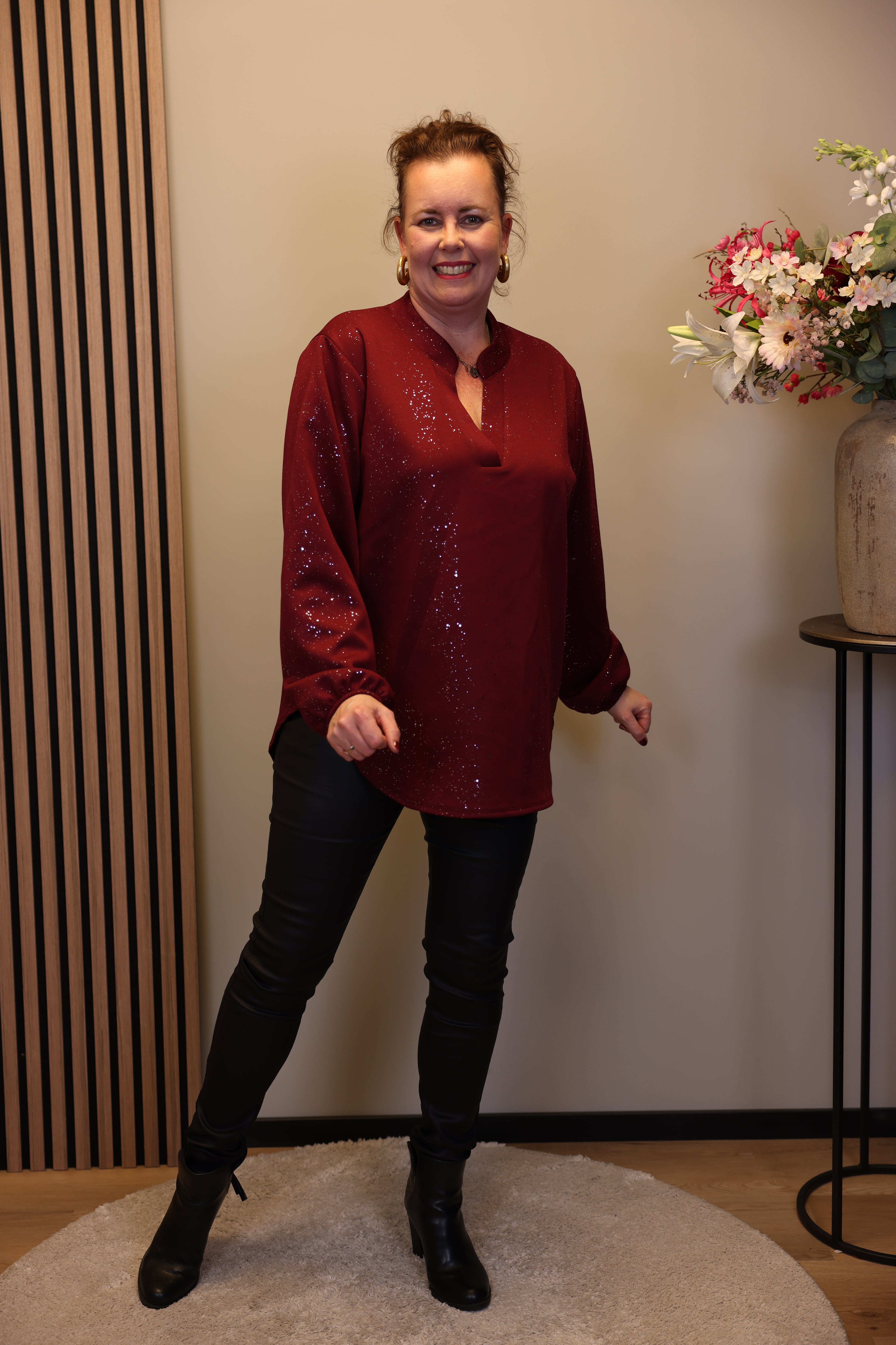 Dora | Bluse schwarz Langarm 52 bis 58