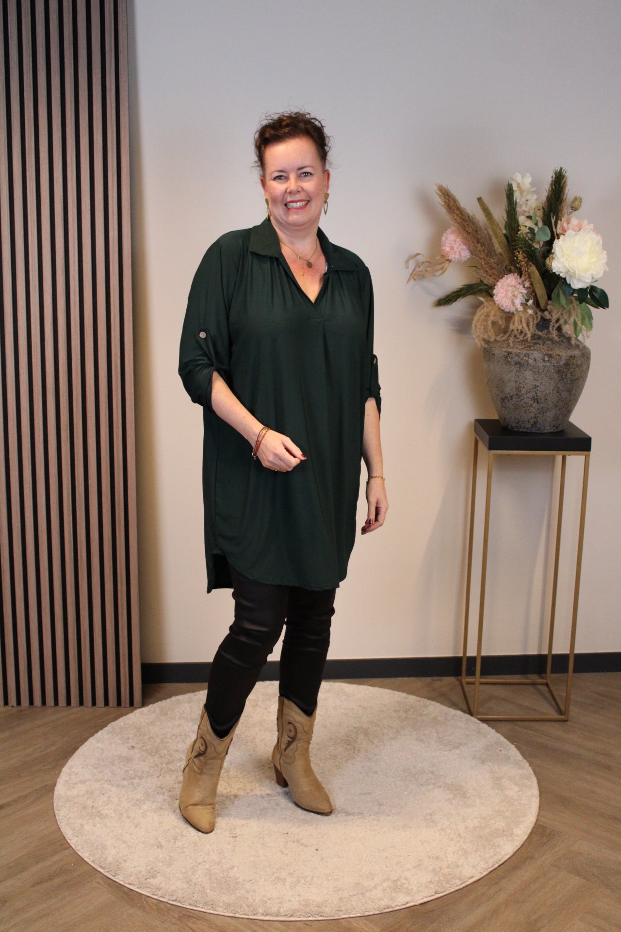 Lana | Blaue Bluse mit Kragen 38 bis 48