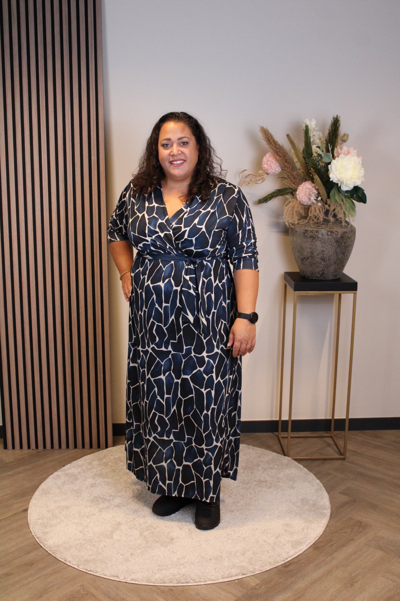 Leona | Blaues Langarmkleid 46 bis 50