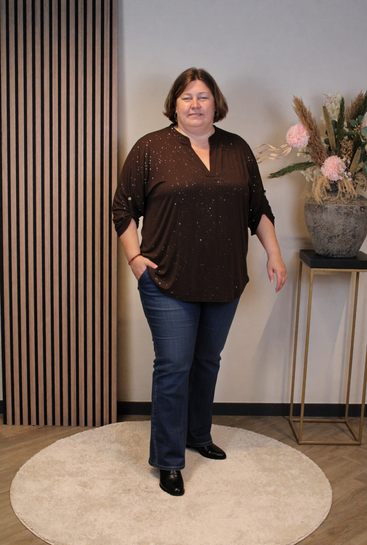 Dora | Bluse schwarz Langarm 52 bis 58