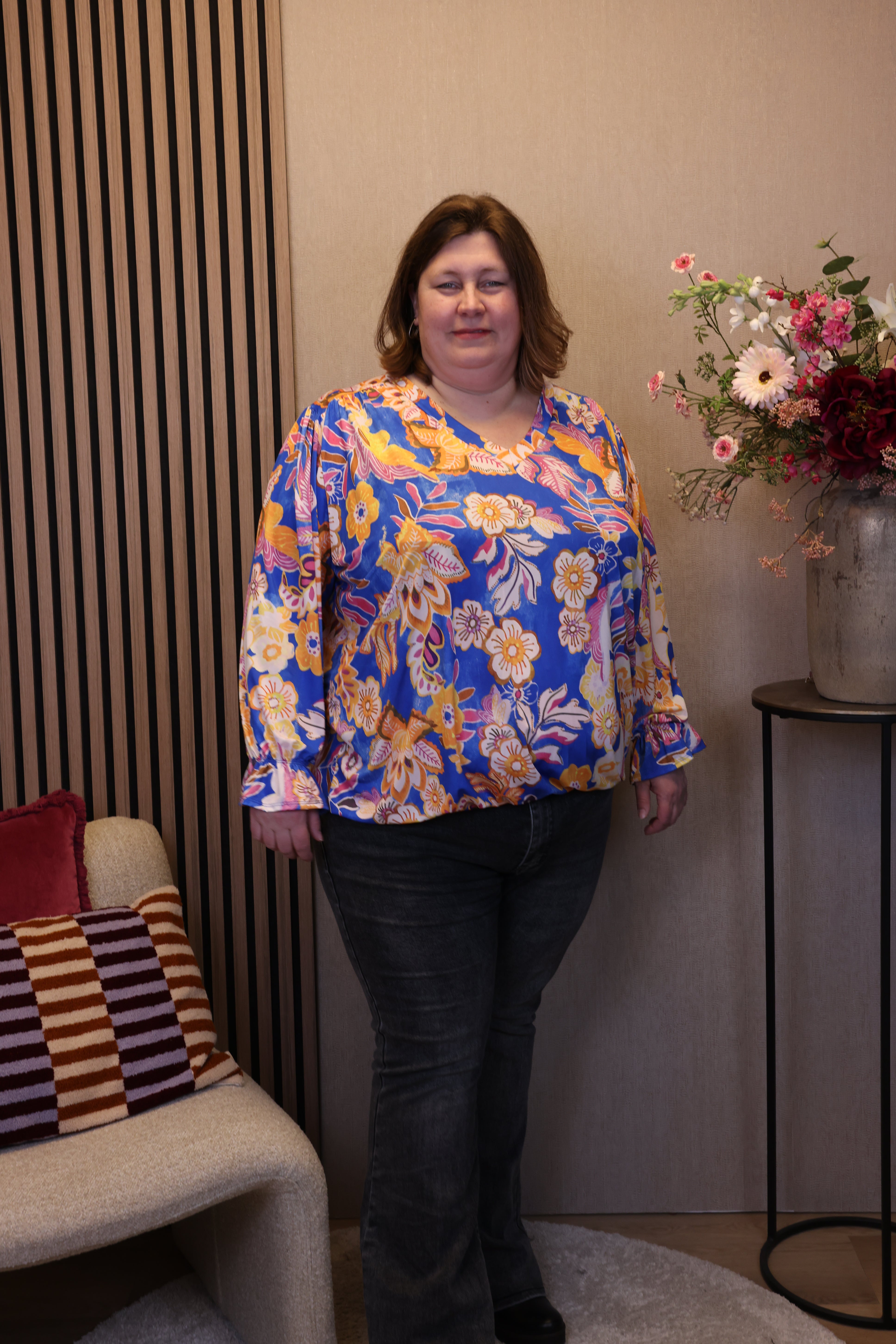 Dora | Bluse schwarz Langarm 52 bis 58