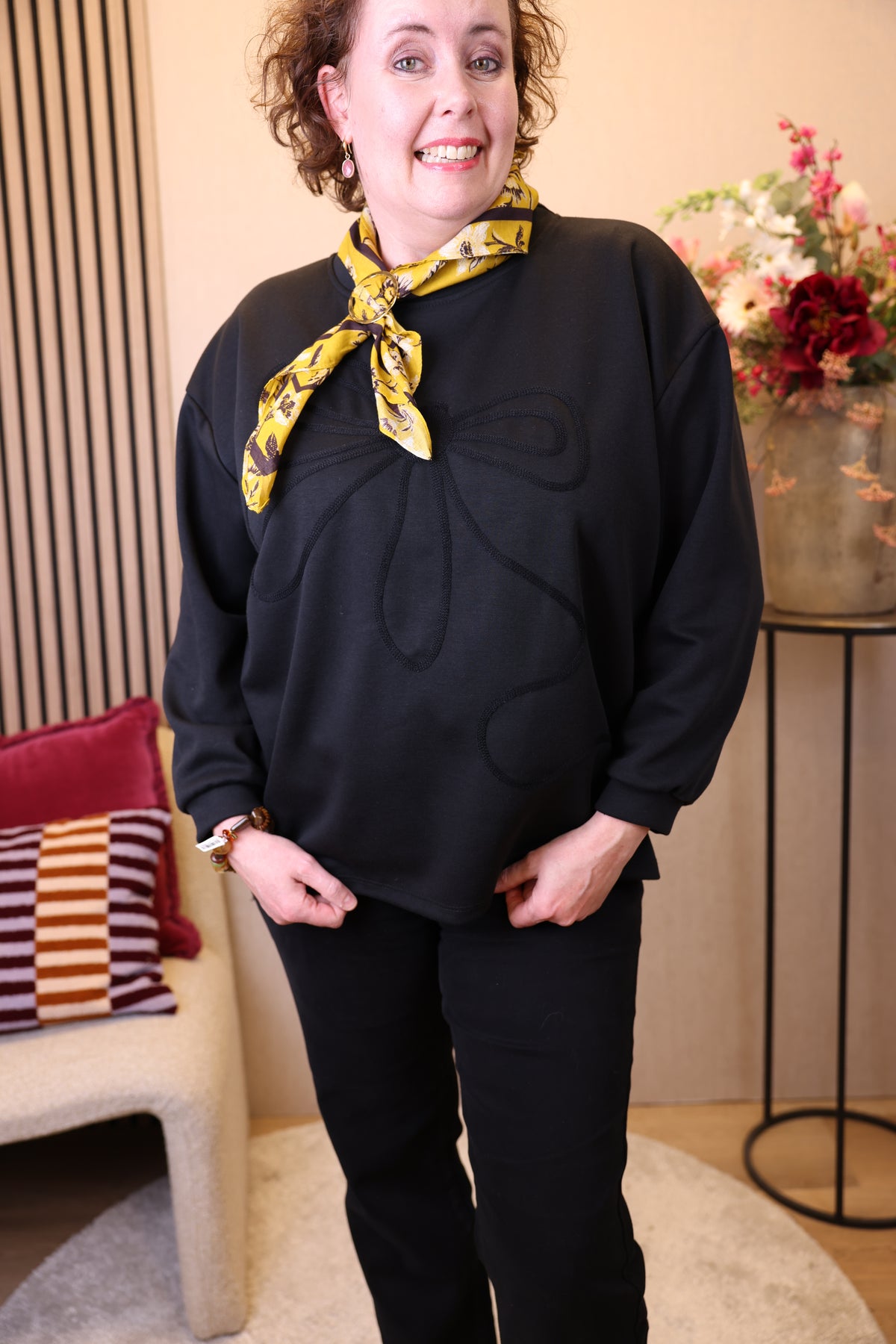 Dora | Bluse schwarz Langarm 52 bis 58