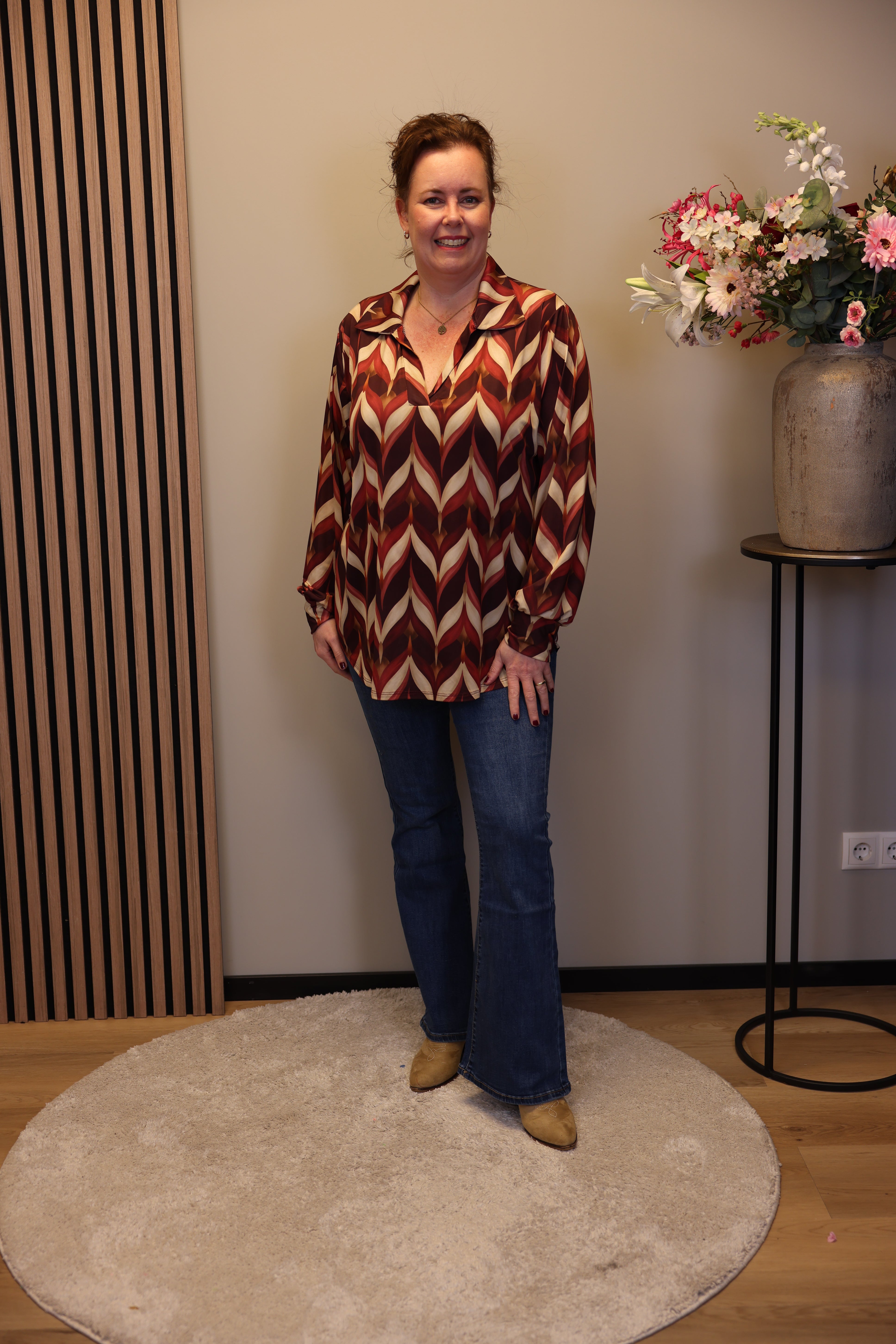 Verona | Bluse mit Kragen blau 48 bis 52