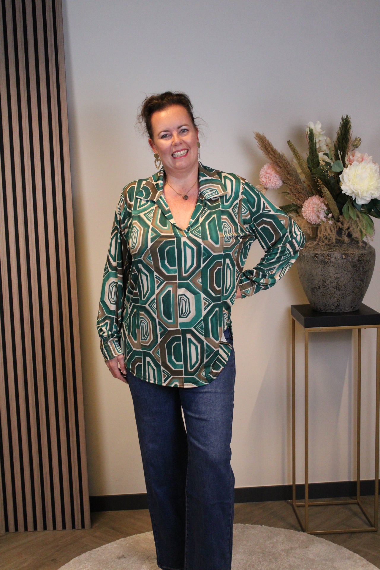 Eefje | Blouse met kraagje groen 48 t/m 52